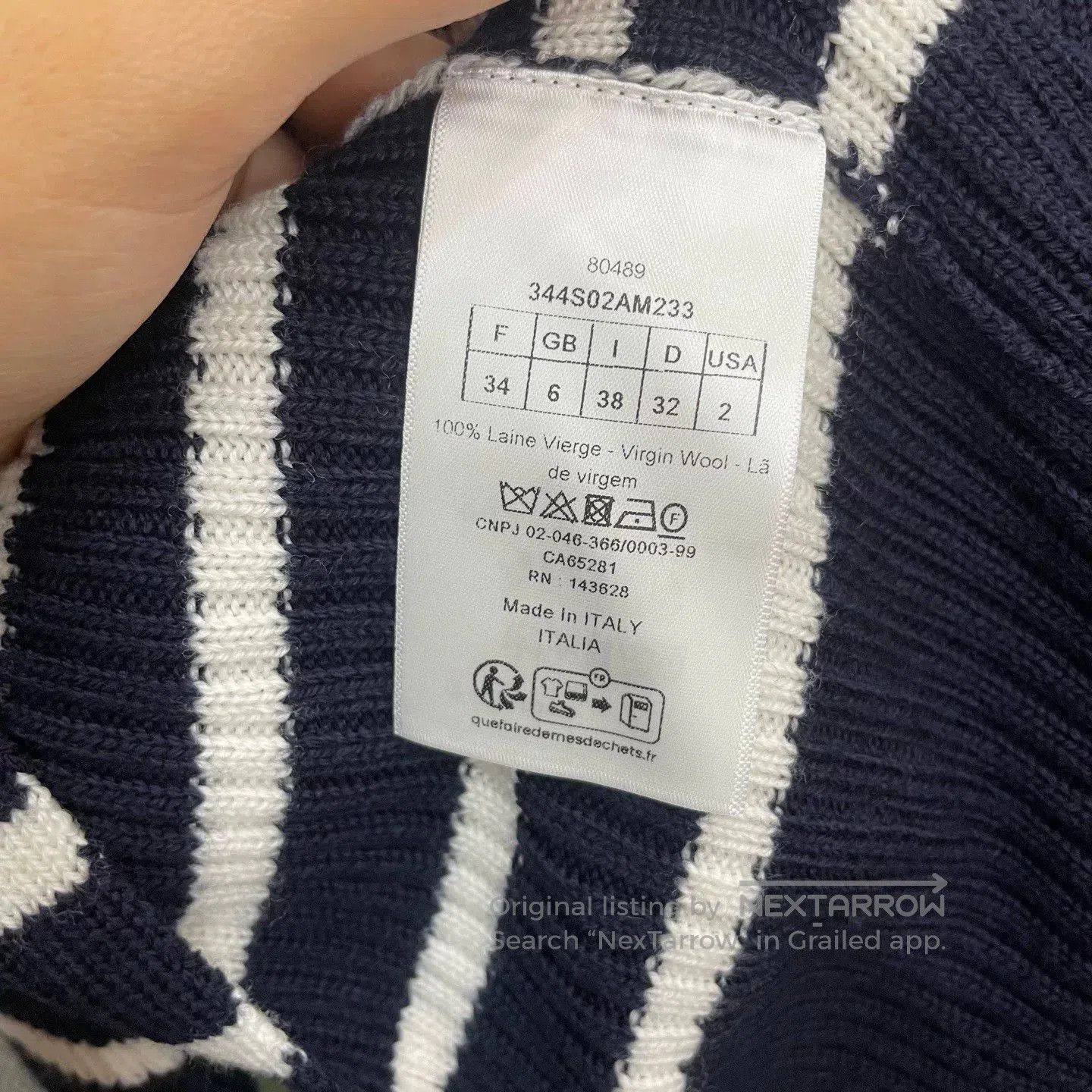 Dior navy striped short sleeve knit top. Size US XS / EU 42 / 0 - 6 Thumbnail