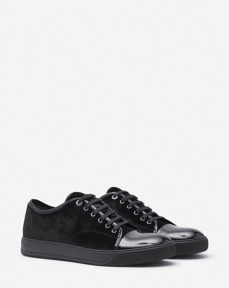 Lanvin os11x0526 DBB1 Sneakers in Velvet and Patent Leather Black Size US 12 / EU 45 - 2 Thumbnail