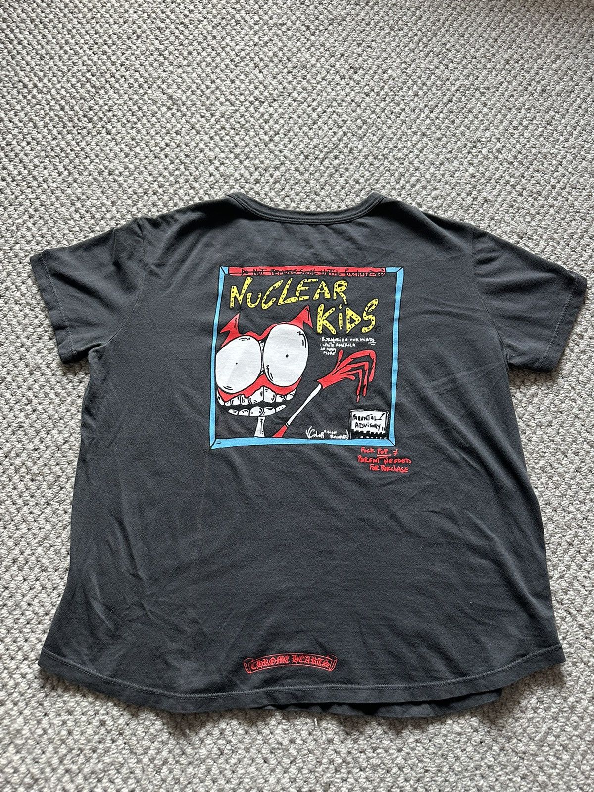 image of Chrome Hearts Mattyboy Nuclear Kids Tee in Washed Black (Size Large)