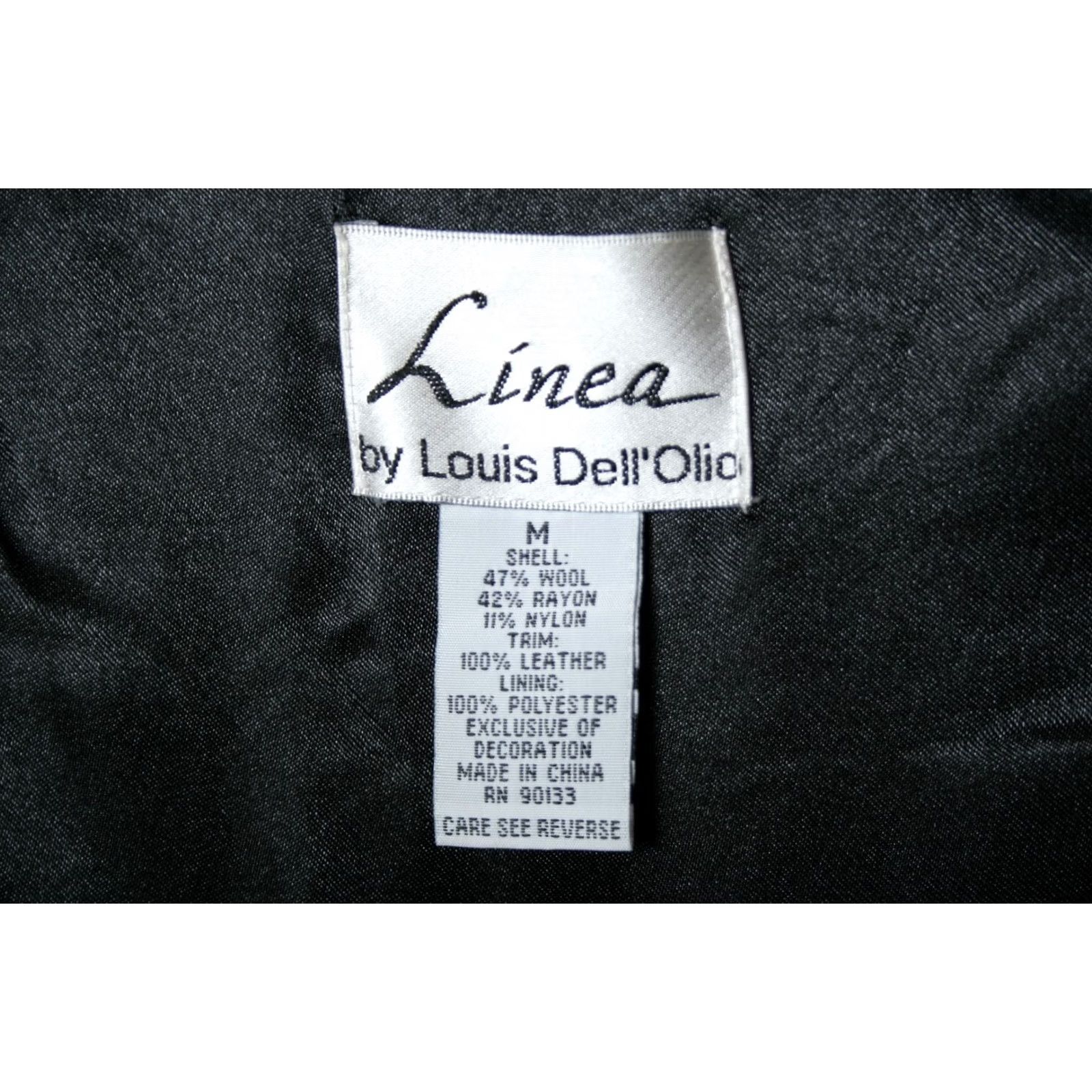Vintage Linea by Louis Dell’Olio Wool Blend Jacket Wool Blend Military Jacket Sz. M Black Leather Trim Gold Buttons Womens Size M / US 6-8 / IT 42-44 - 8 Thumbnail