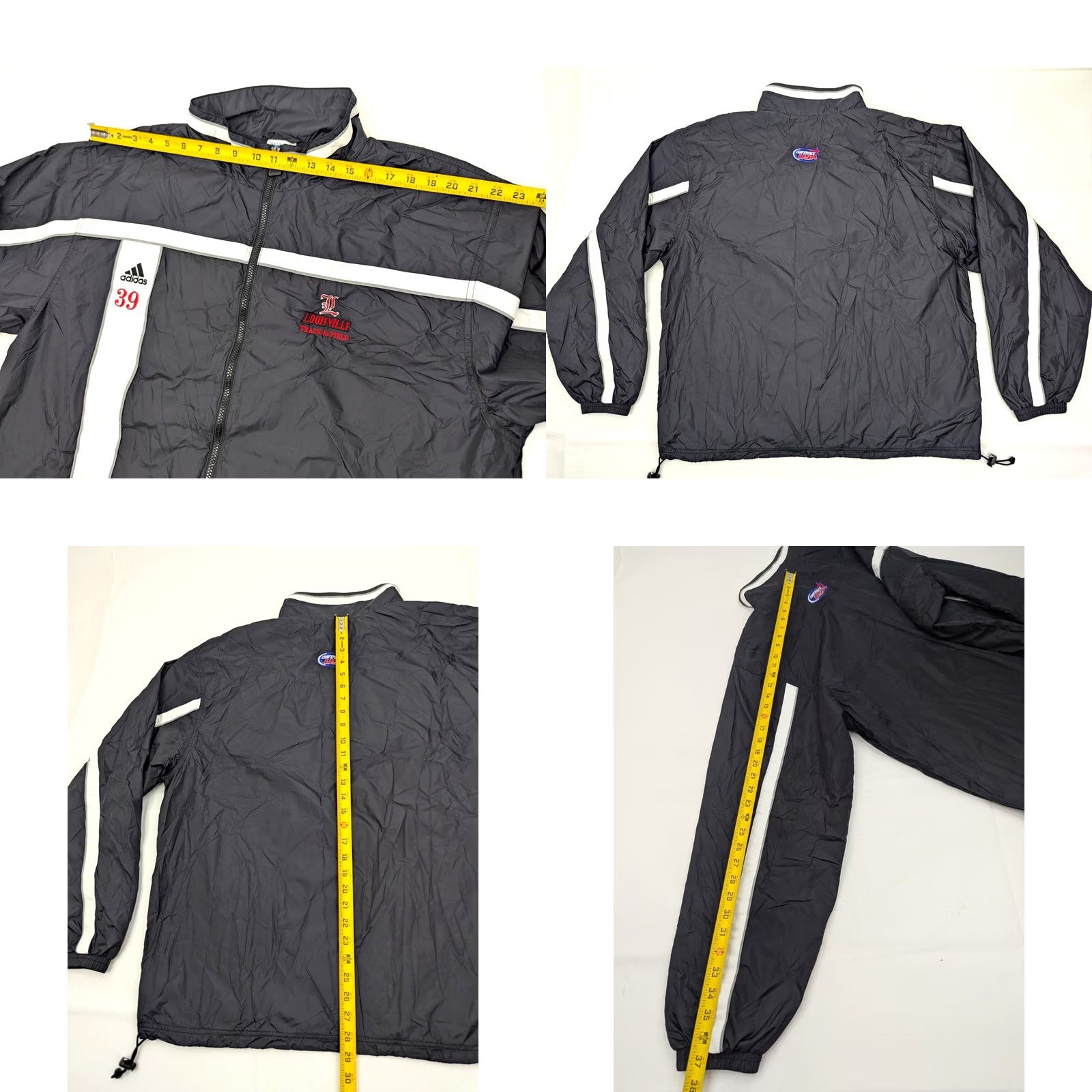 Adidas VINTAGE Adidas Team Windbreaker Track Jacket Men XL Black Embroidery Louisville Cardinals Track and Field Size US L / EU 52-54 / 3 - 8 Thumbnail