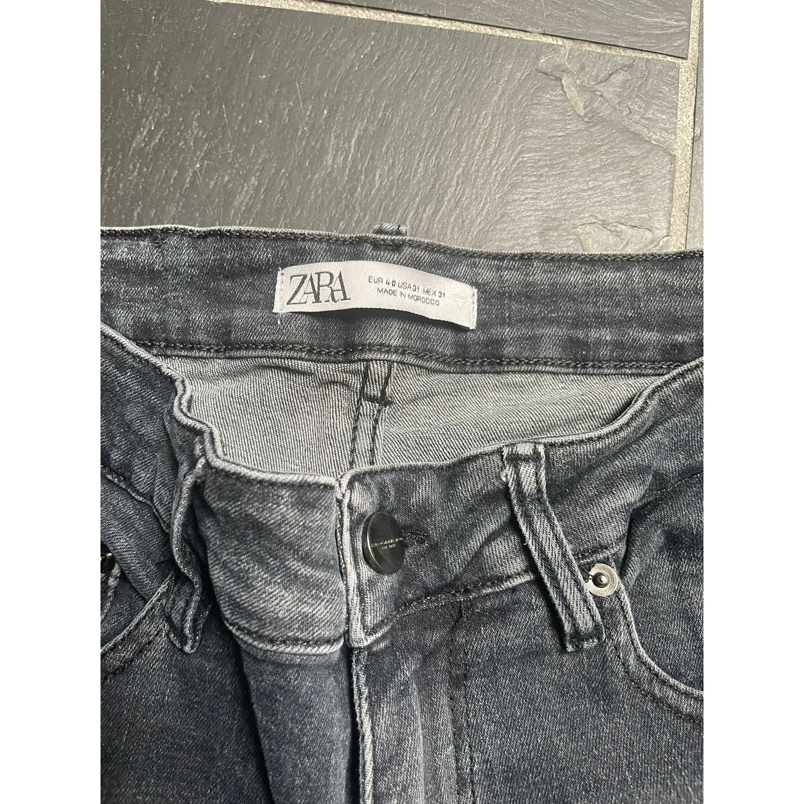 Zara Dark Blue Washed Skinny Denim Jeans ZARA Size US 31 - 3 Thumbnail