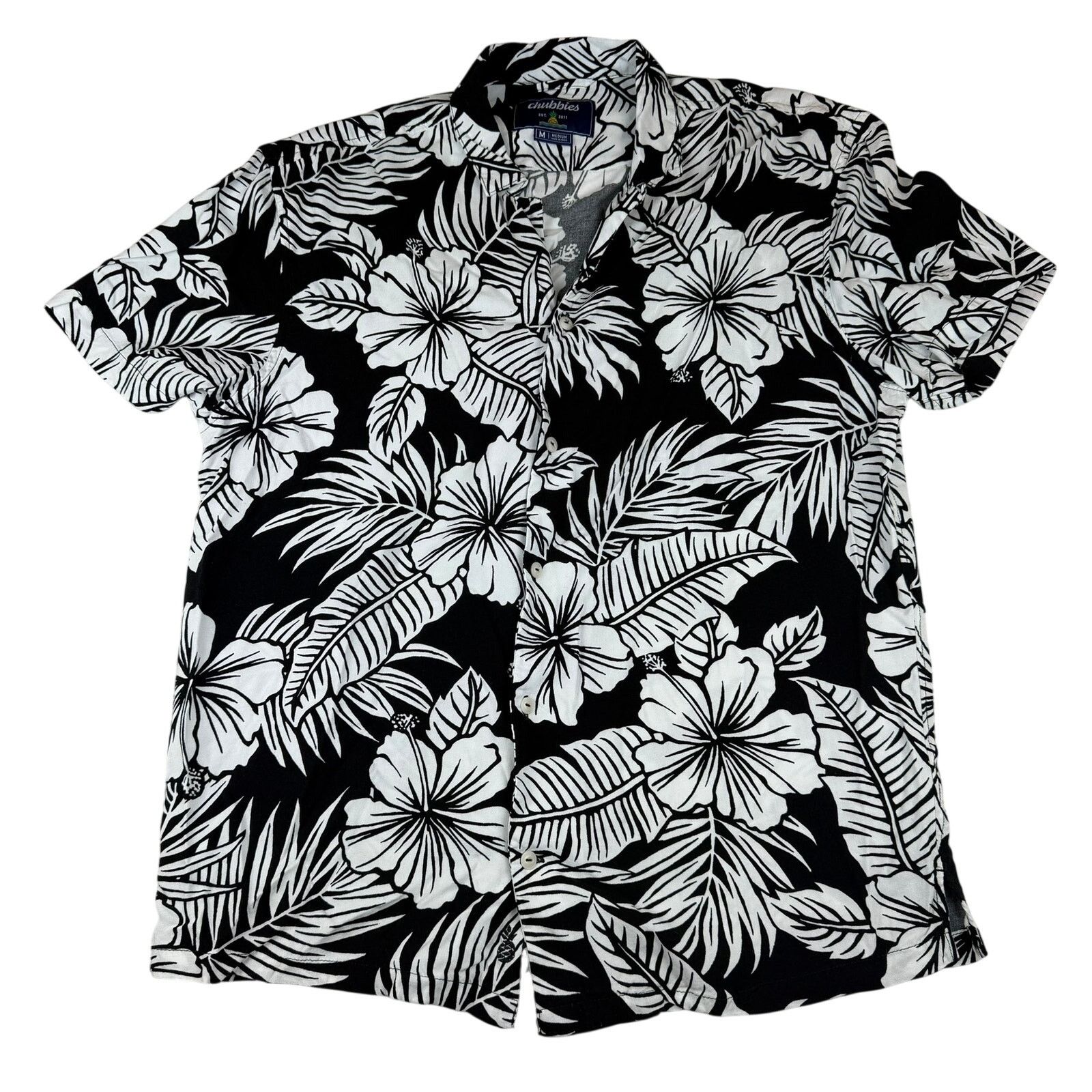 Chubbies Chubbies Medium Hawaiian Shirt Black White Floral Print Size US M / EU 48-50 / 2 - 1 Thumbnail