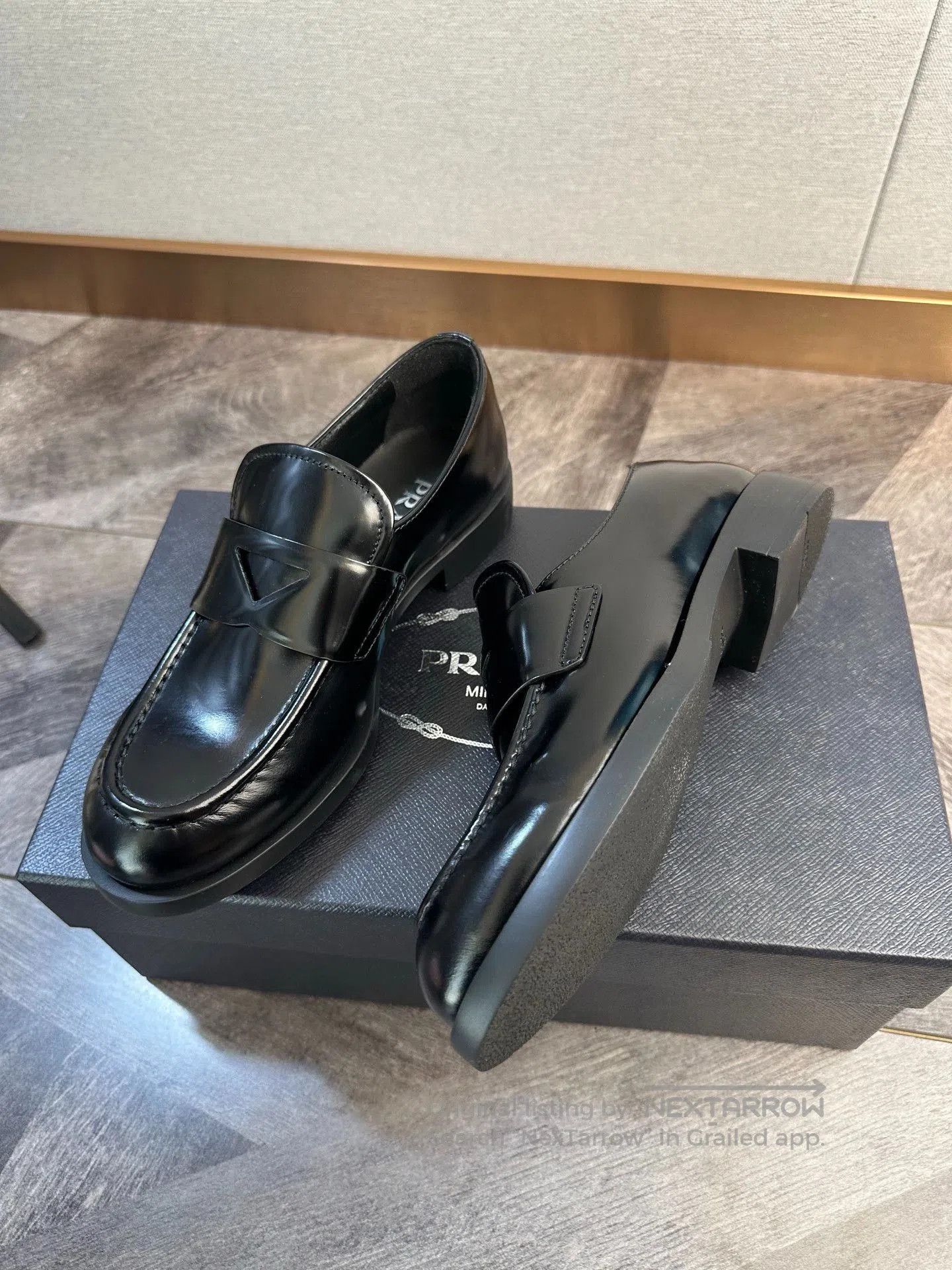 Prada Prada Black Leather Triangle Logo Loafers. Size US 5 / IT 35 - 3 Thumbnail