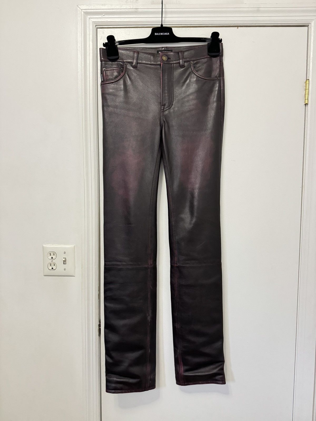 Balenciaga Balenciaga Silk Lined Leather Pants Size US 31 - 1 Thumbnail