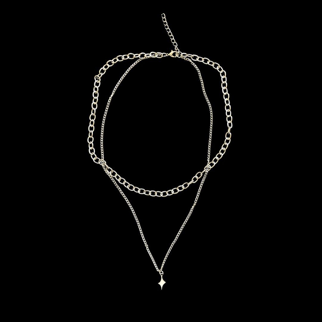 Jewelry Star Chain Necklace Punk Gothic Chrome Rock Size ONE SIZE - 2 Thumbnail