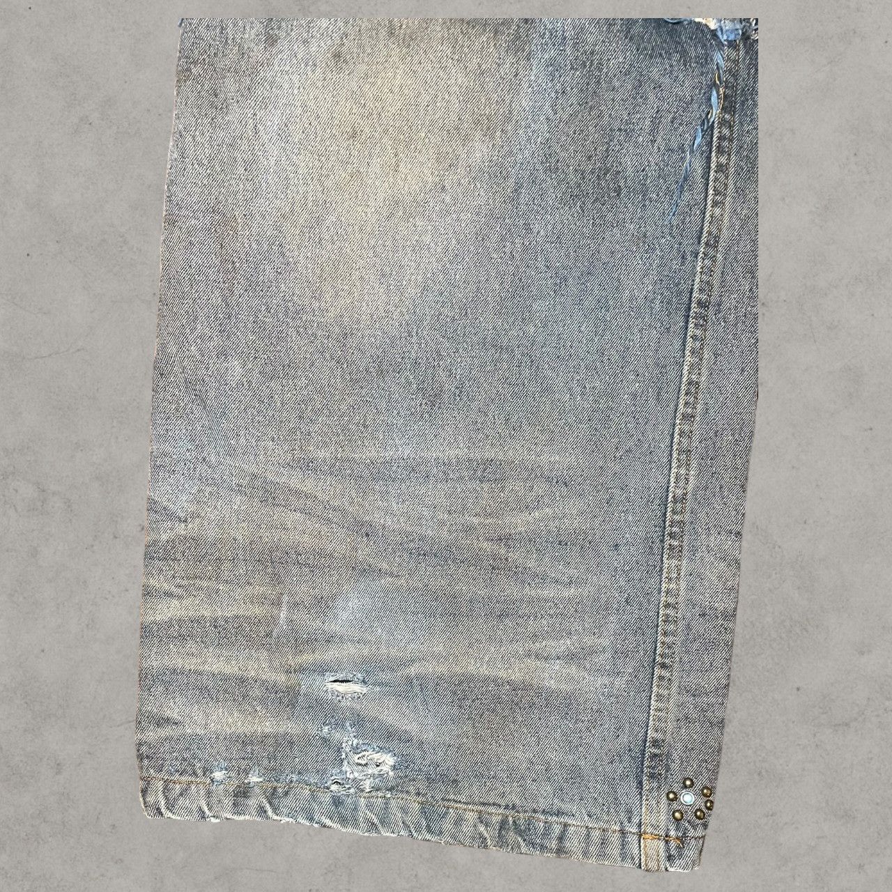 Vale Vale Distressed Worn Plaid Layer Wide Blue Leg Jeans Sz 30 Size US 30 / EU 46 - 8 Thumbnail