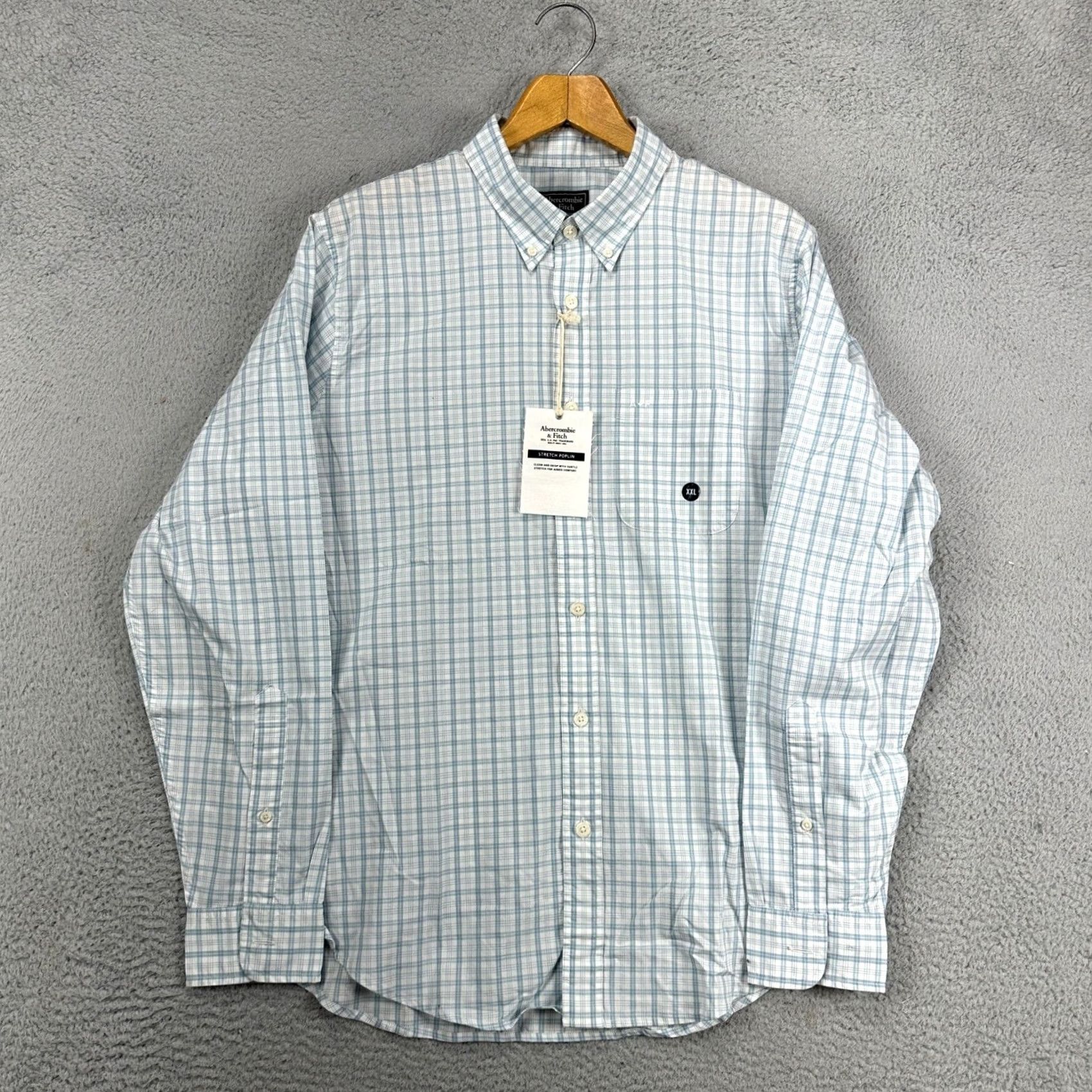 Abercrombie & Fitch Abercrombie & Fitch Stretch Poplin Mens Button-Down Shirt 2XL Blue Plaid NEW Size US XXL / EU 58 / 5 - 5 Thumbnail