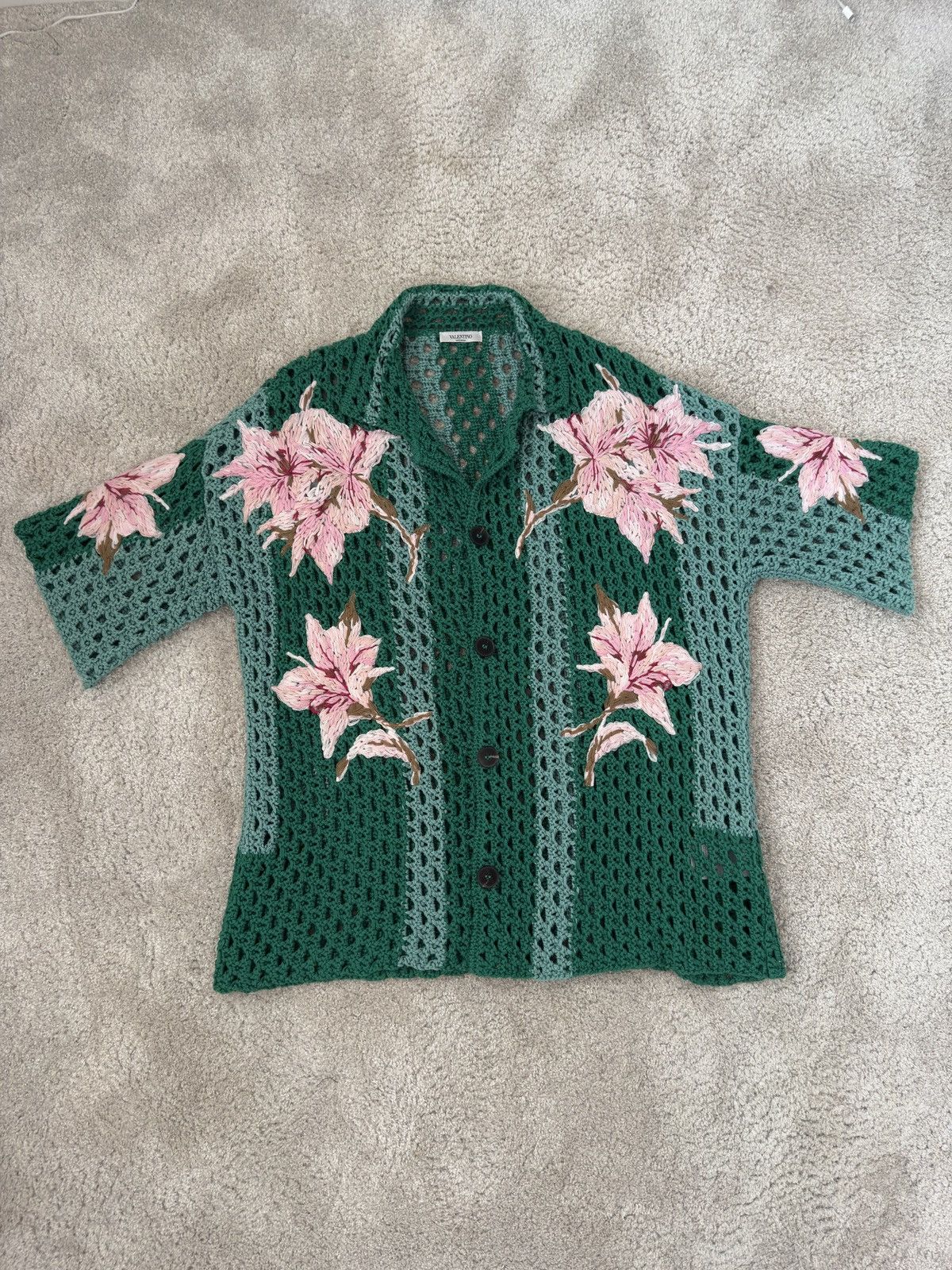 Valentino Valentino Floral Crochet Button Shirt Size US L / EU 52-54 / 3 - 1 Thumbnail