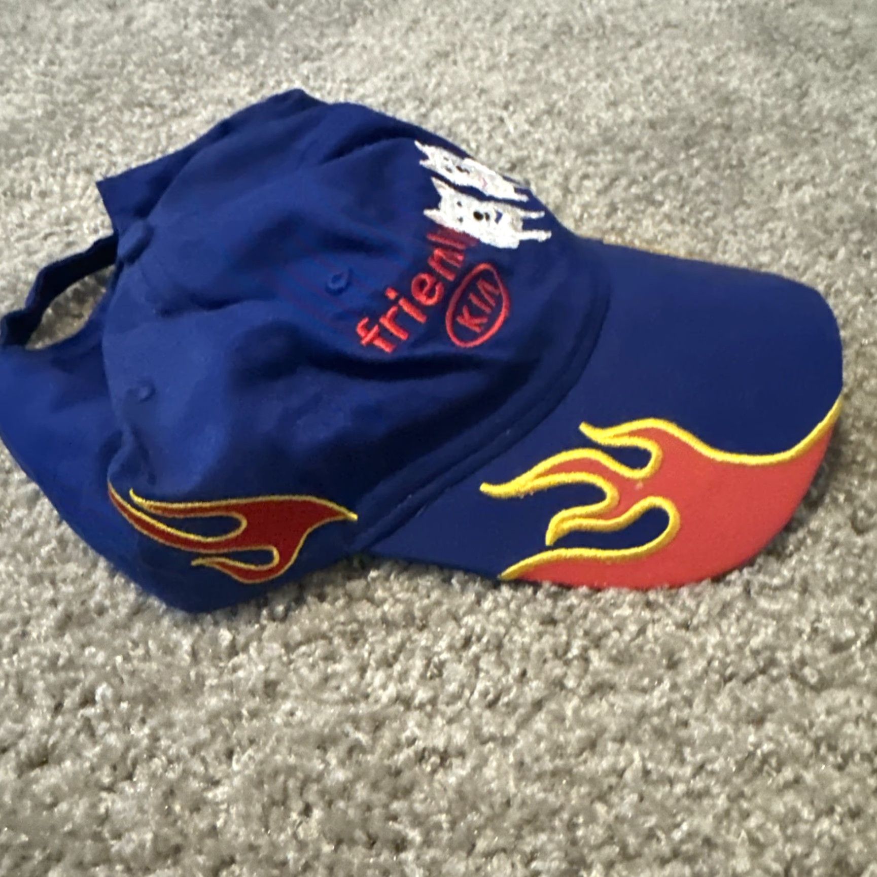 Vintage Kia Hat Cap Embroidered Flames Dogs Blue Red Baseball Cap Men One Size Cars Size ONE SIZE - 5 Thumbnail