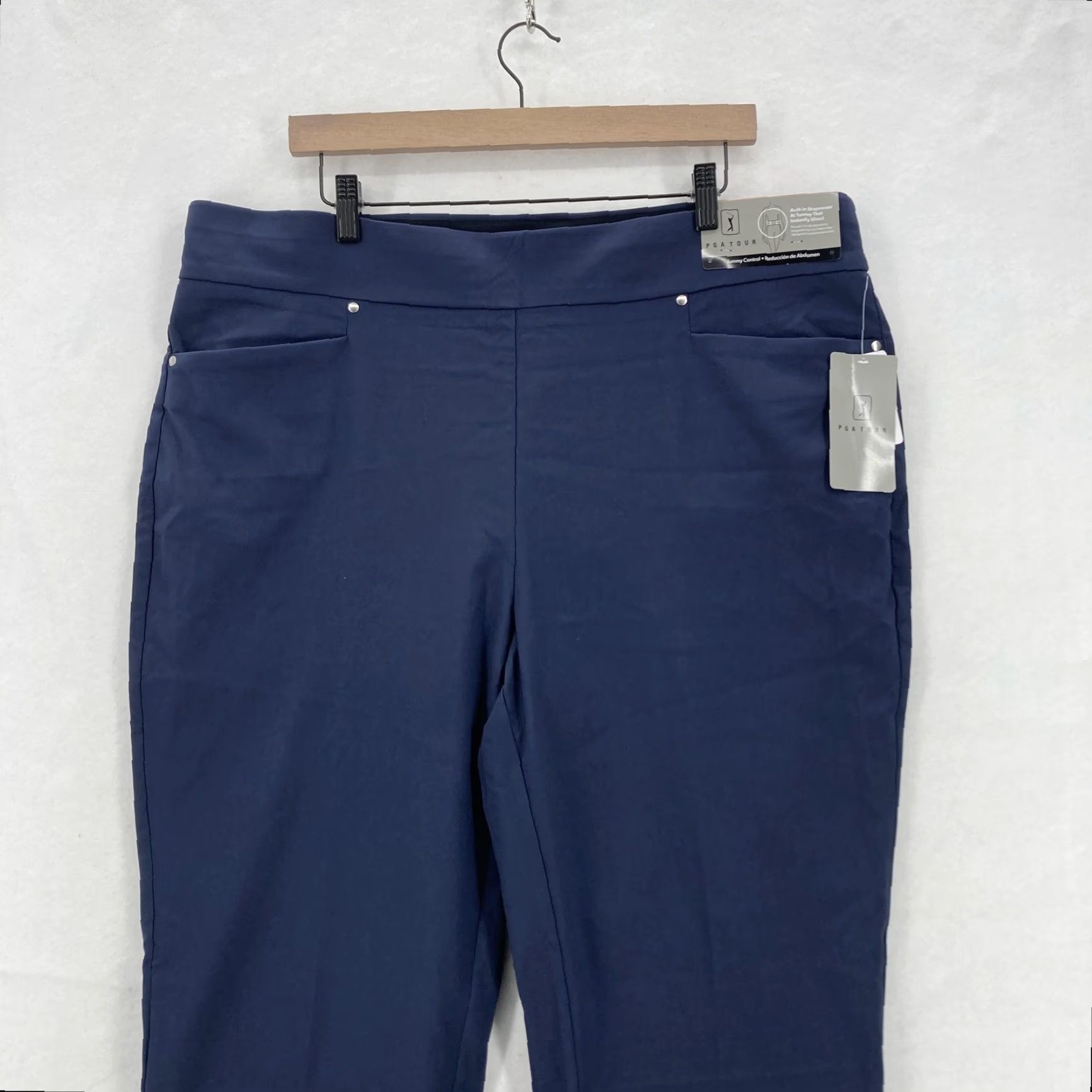 PGA Tour PGA TOUR Pants Womens 3X Navy UPF 50 Tummy Control Pull On Golf Stretch <= 31 in Inseam Mens/Womens Size 40" / US 18 - 2 Thumbnail