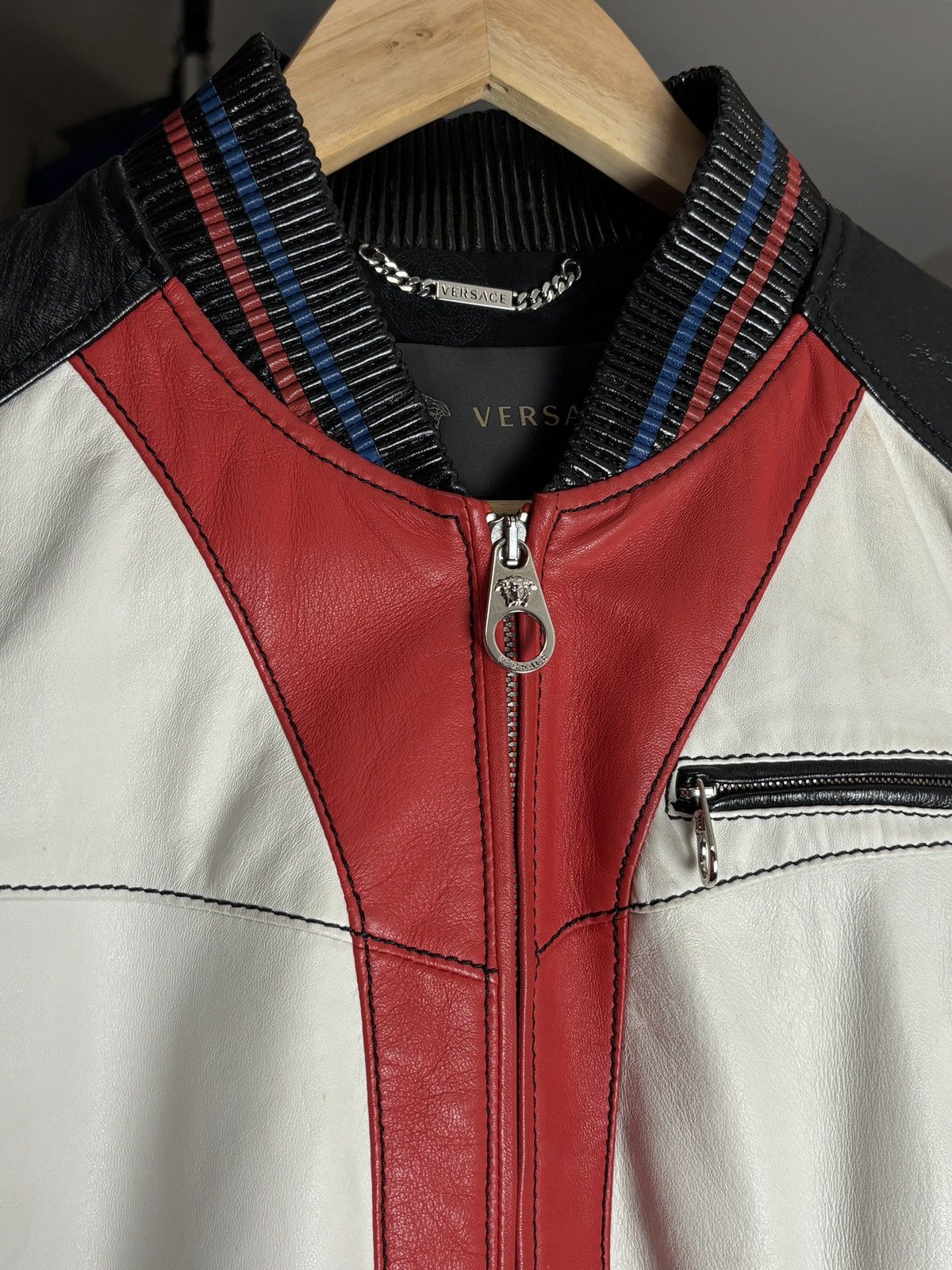 Versace Versace Leather Biker Moto Jacket Designer Gigi Hadid Size L / US 10 / IT 46 - 3 Thumbnail