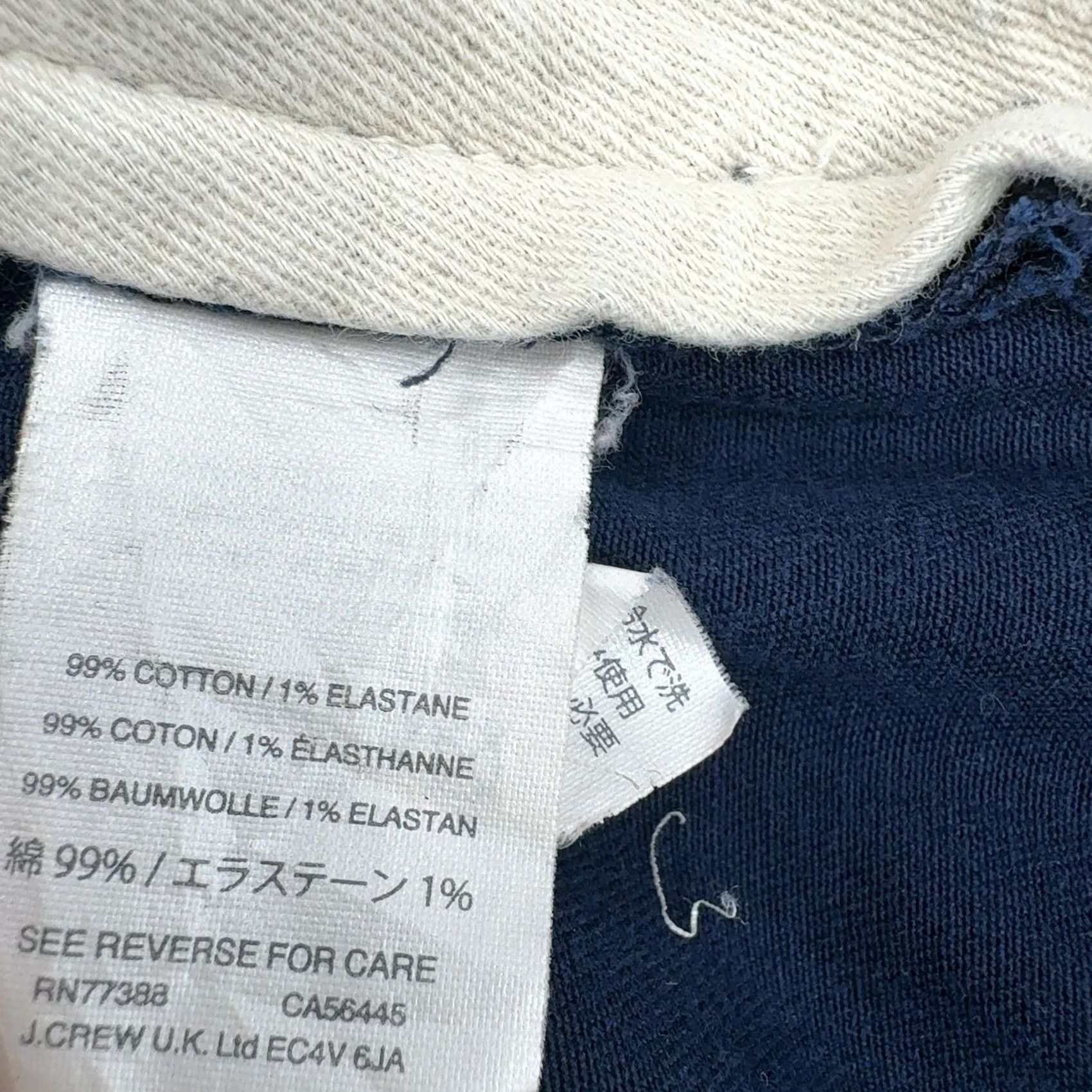 J.Crew J.CREW Chino Pants Slim 33x30 Navy Blue Cotton Stretch 484 Casual Style Mens Size US 35 - 7 Thumbnail