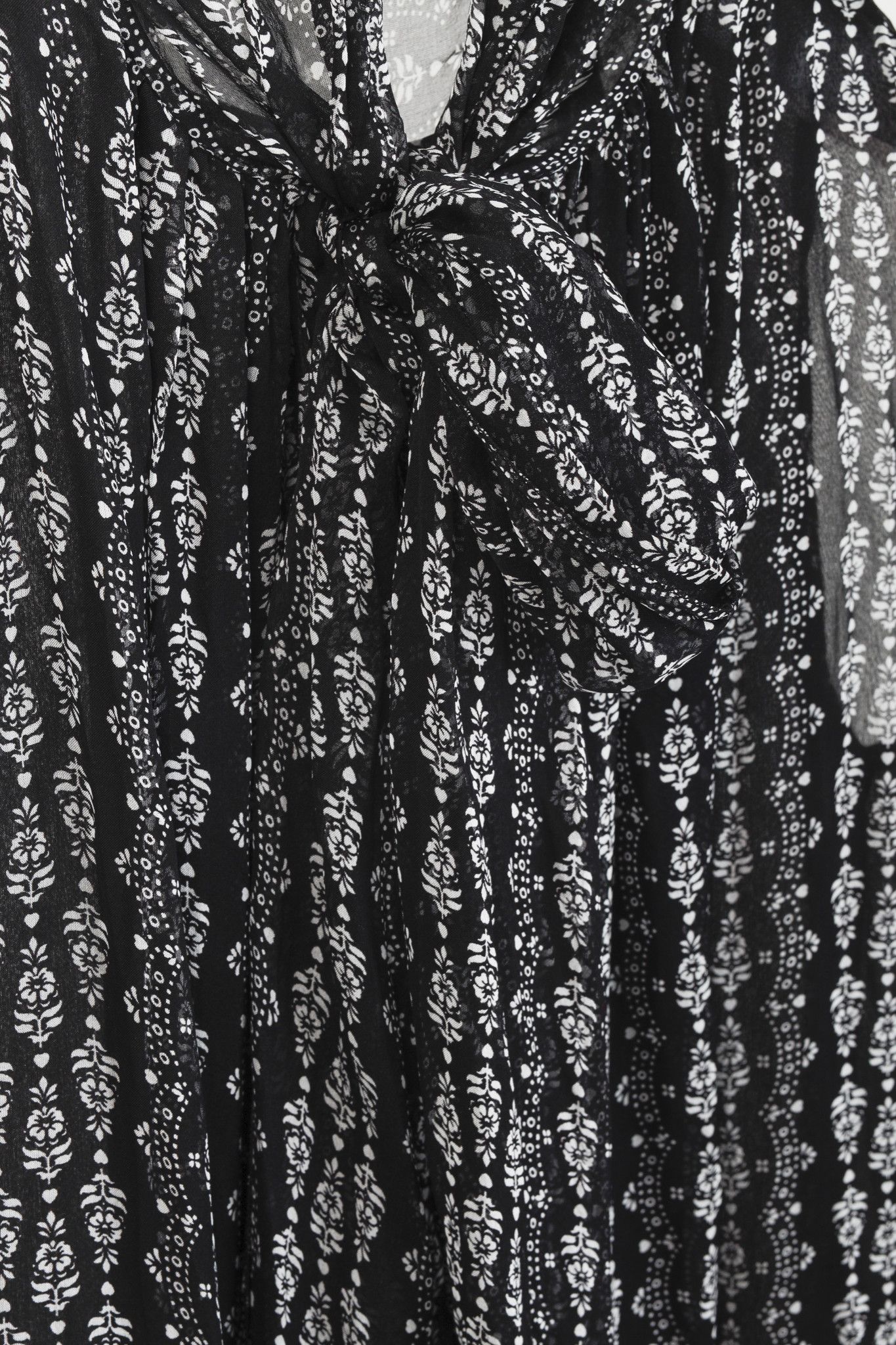 Dolce & Gabbana Dolce & Gabbana Black Floral Stripe Silk Blouse Size M / US 6-8 / IT 42-44 - 6 Thumbnail