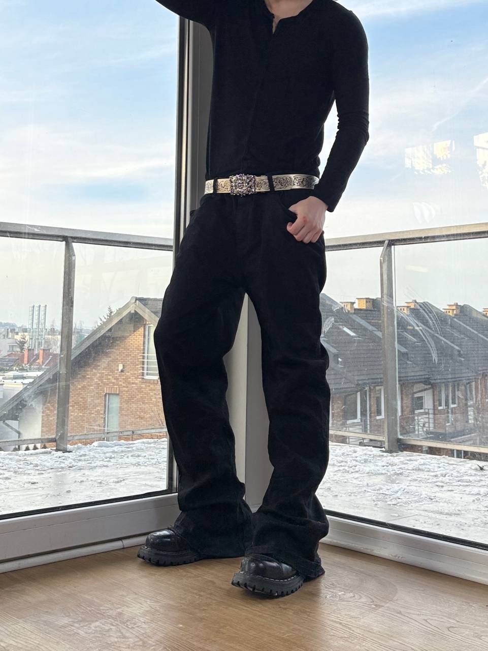 Japanese Brand flare bootcut custom black jeans Size US 34 / EU 50 - 1 Thumbnail