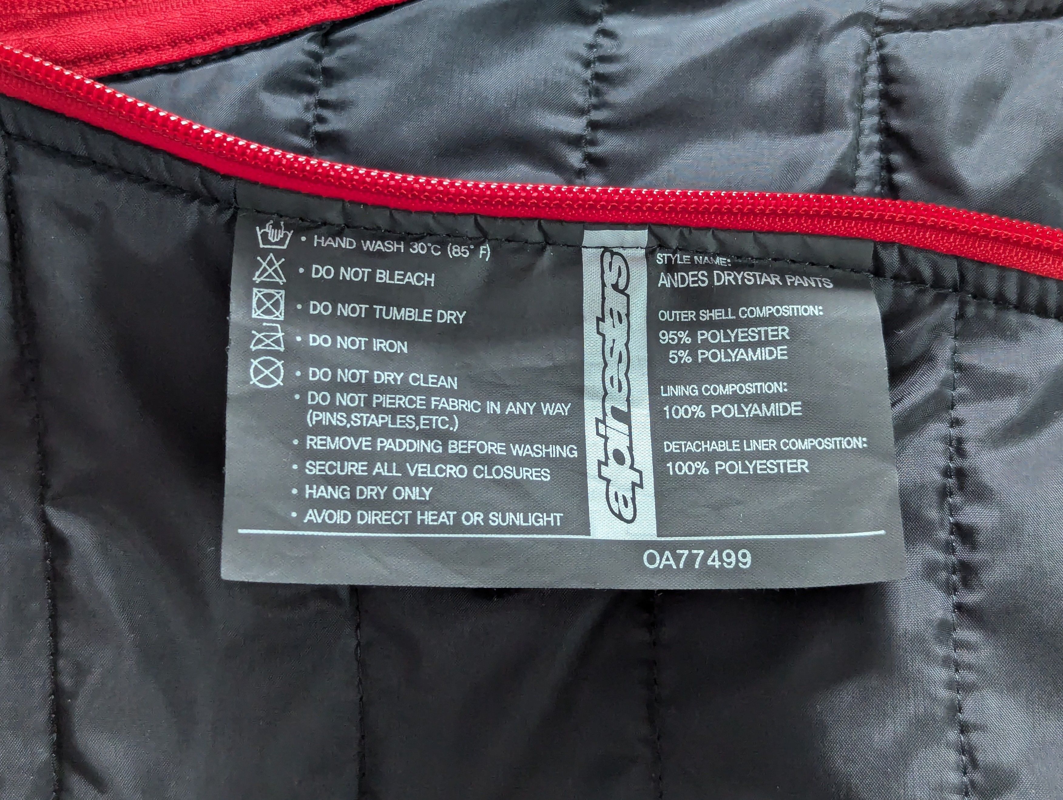 Alpinestars Alpinestars T-GP R WP + Andes Drystar Lining Jacket Pants Size US L / EU 52-54 / 3 - 20 Thumbnail