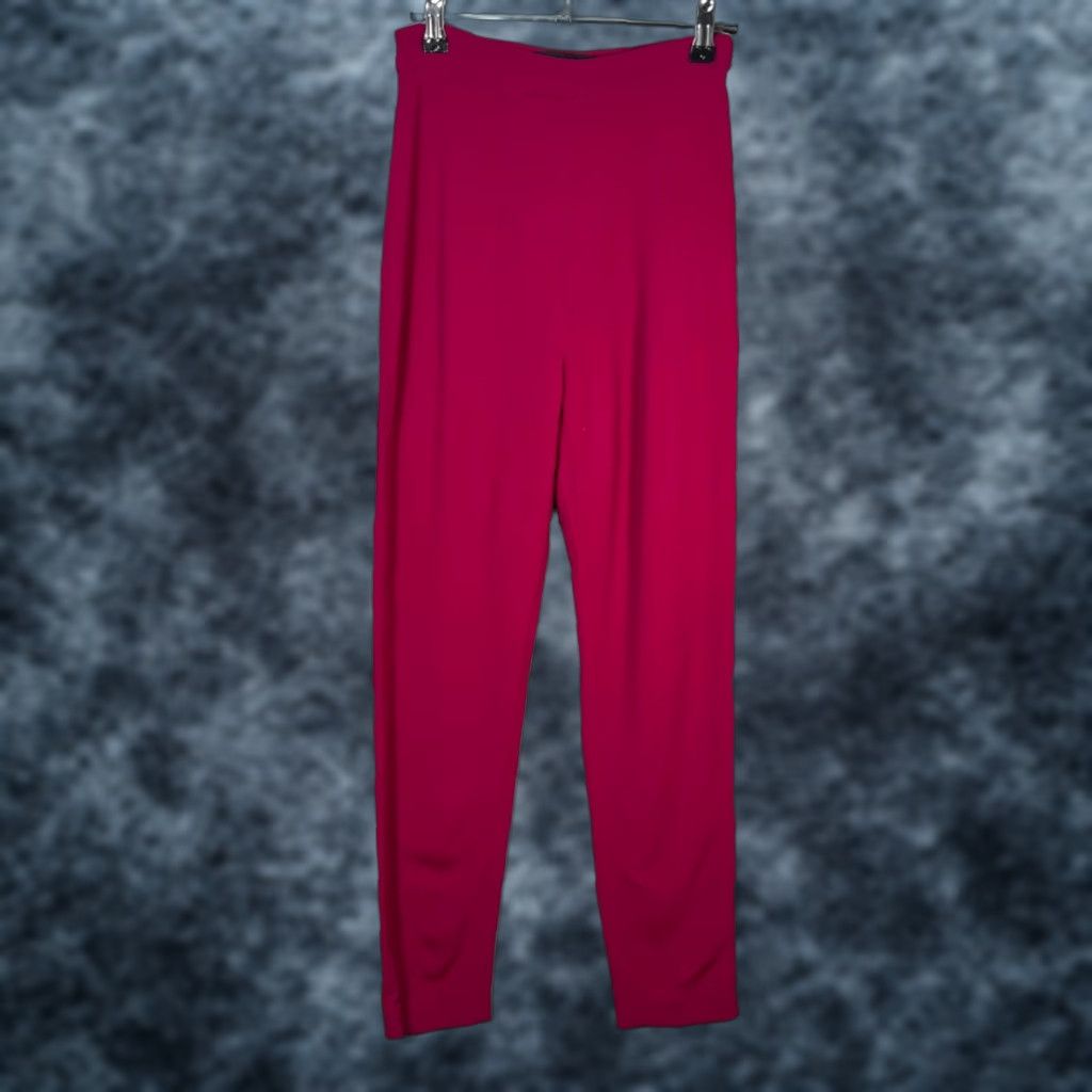 Brandon Maxwell Brandon Maxwell Womens Pants Dress Pants Viscose Blend Pink 4 High Rise Flat Front In USA Slim Fit Trousers Size 42" / US 20 - 1 Thumbnail