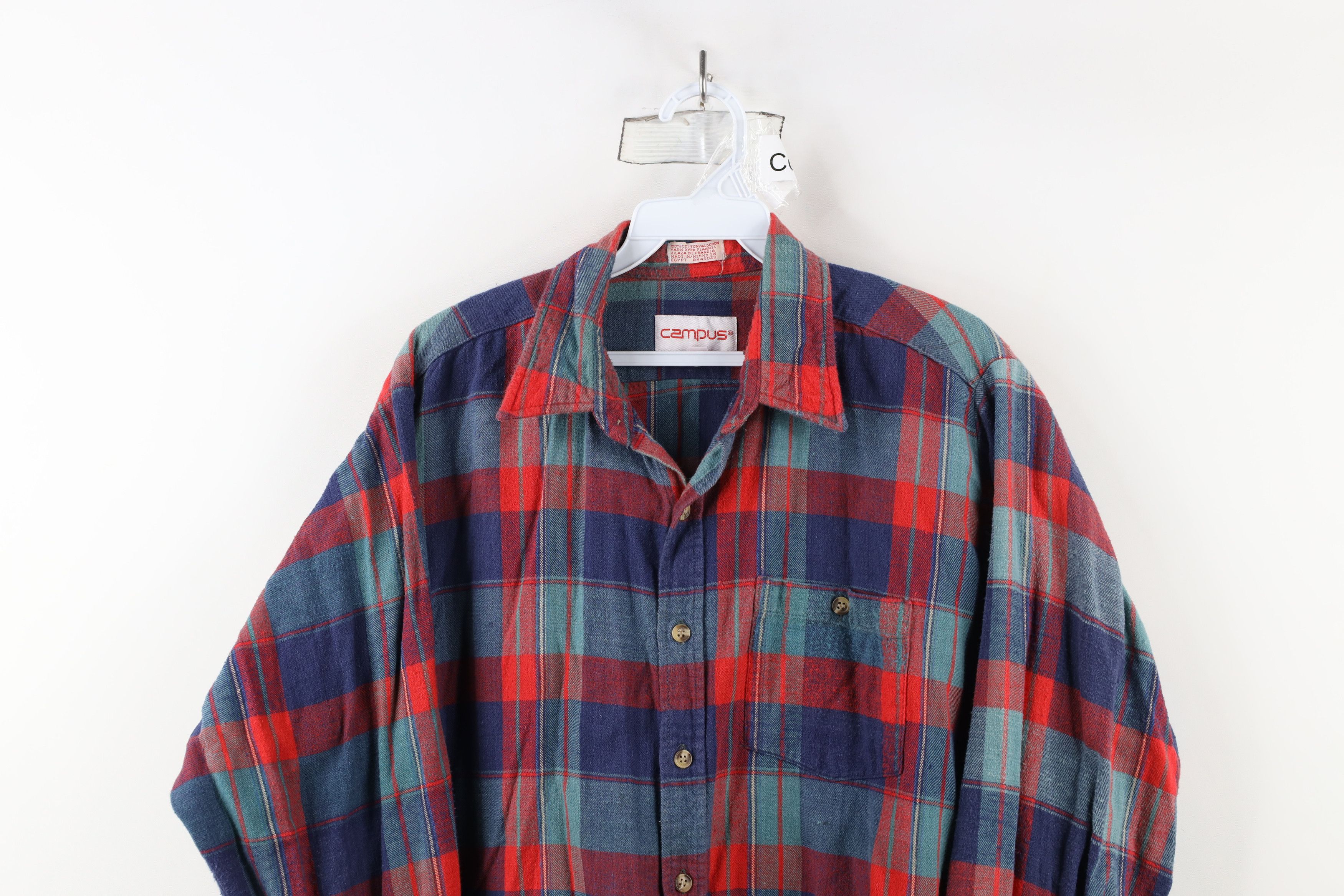 Vintage Vintage 70s Streetwear Faded Plaid Flannel Button Shirt Size US L / EU 52-54 / 3 - 2 Thumbnail