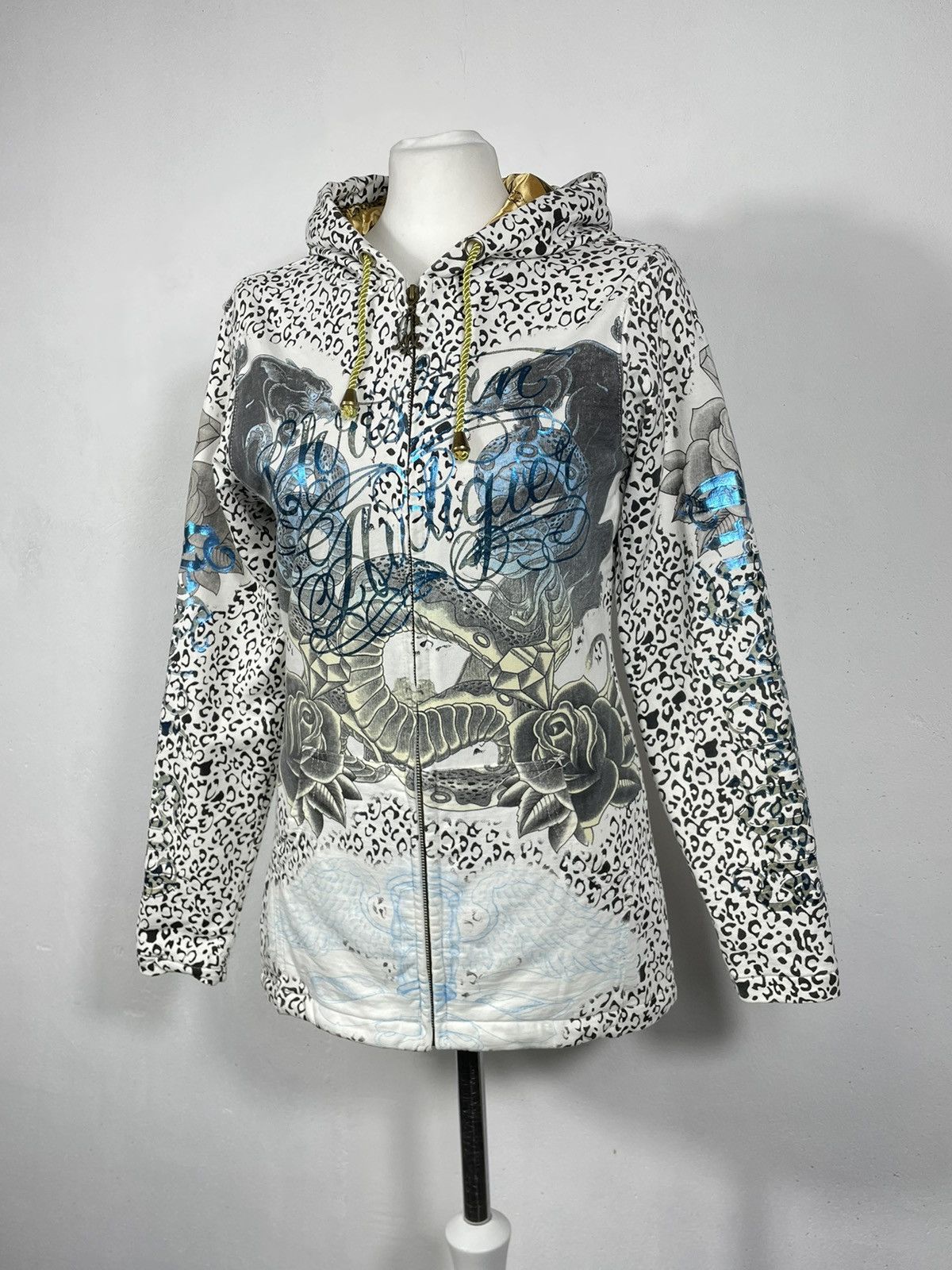 Christian Audigier × Ed Hardy × Vintage Christian Audigier Ed Hardy Retro 00s Hoodie With Crystals Size M / US 6-8 / IT 42-44 - 3 Thumbnail