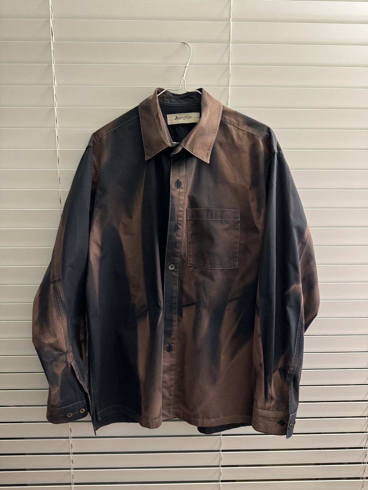 image of Jiyongkim 22Aw Sun-Fading Shirt Navy, Men's (Size Large)