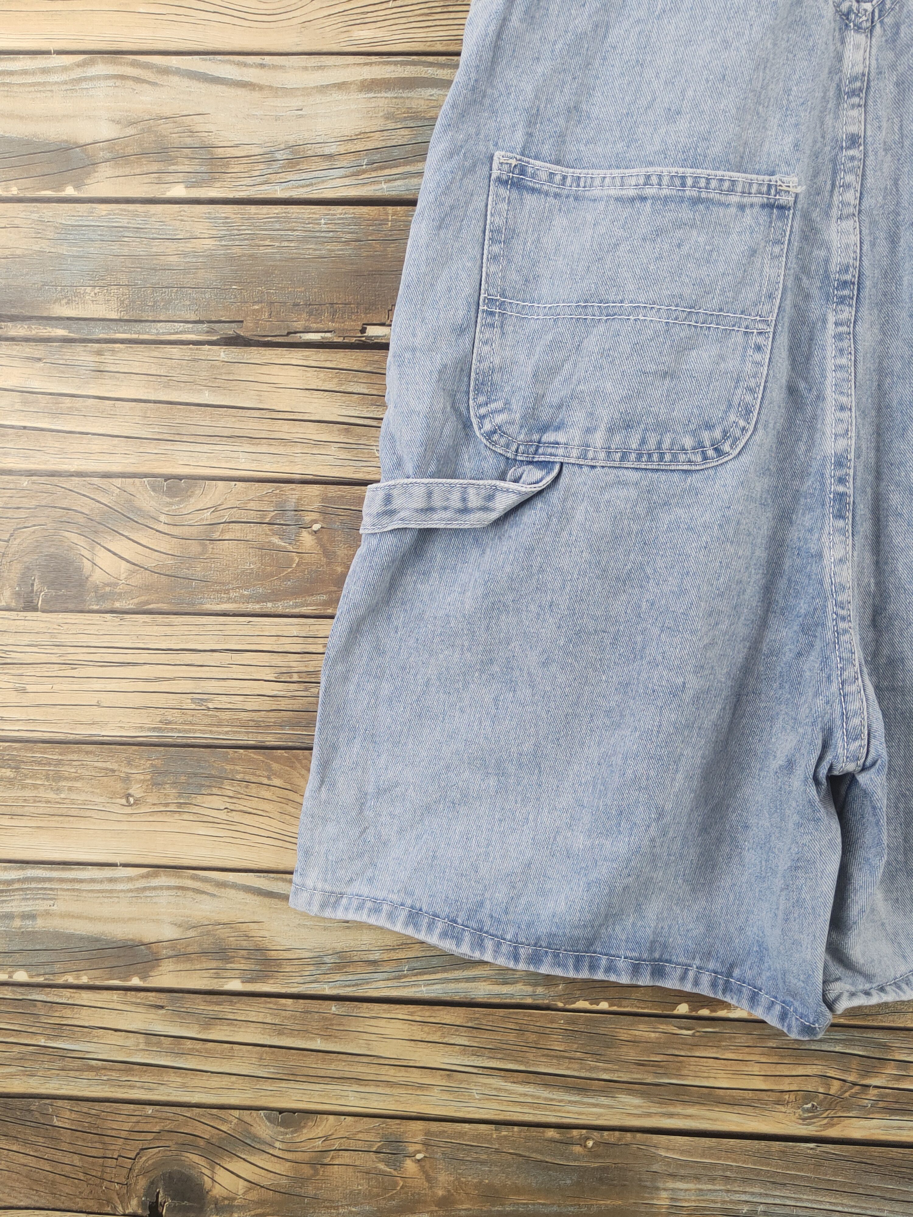 Japanese Brand × Vintage Japanese Brand Light Blue Denim Shortall Jumpsuits Size 33" - 8 Thumbnail