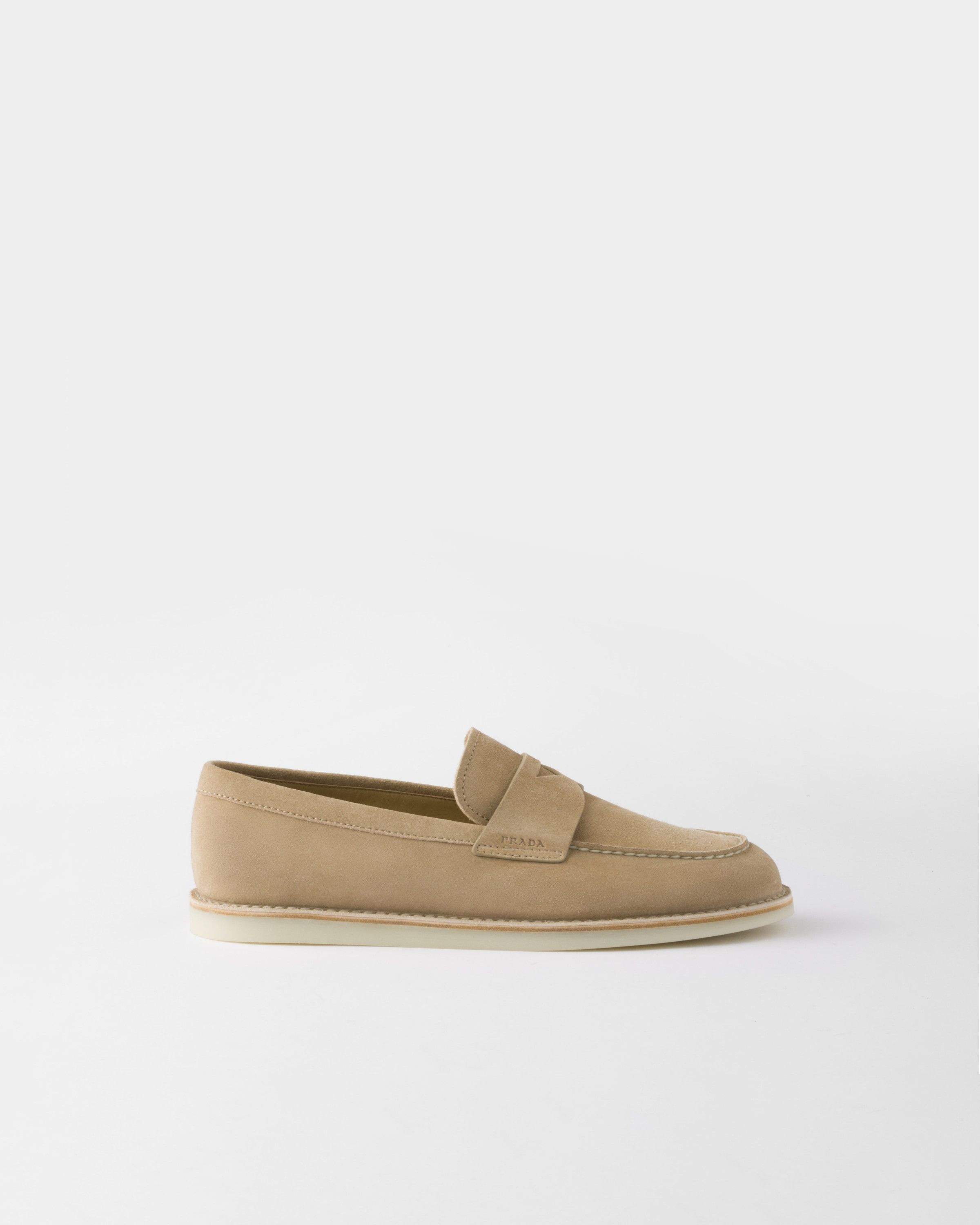 Prada o1bcso1str1025 Bleached Suede Loafers in Beige Size US 8 / EU 41 - 2 Thumbnail