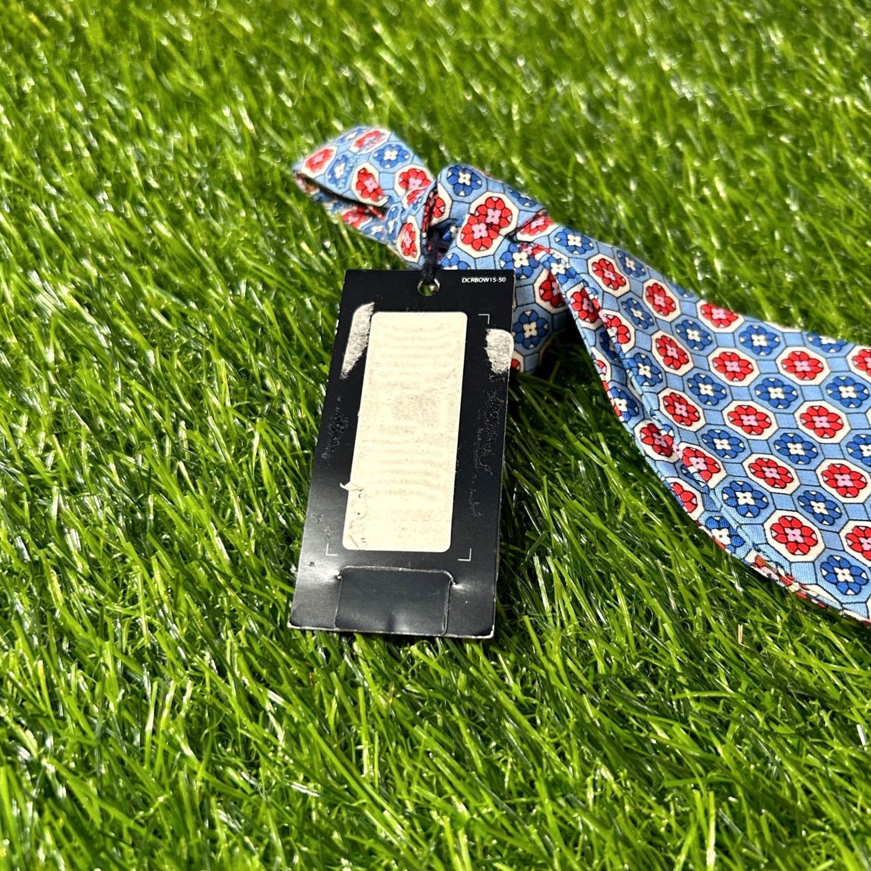 Cremieux Cremieux Bow Tie Self Tie Blue Red Geometric Pattern Adjustable Neck Mens NWT Black? Blue? Size ONE SIZE - 4 Thumbnail