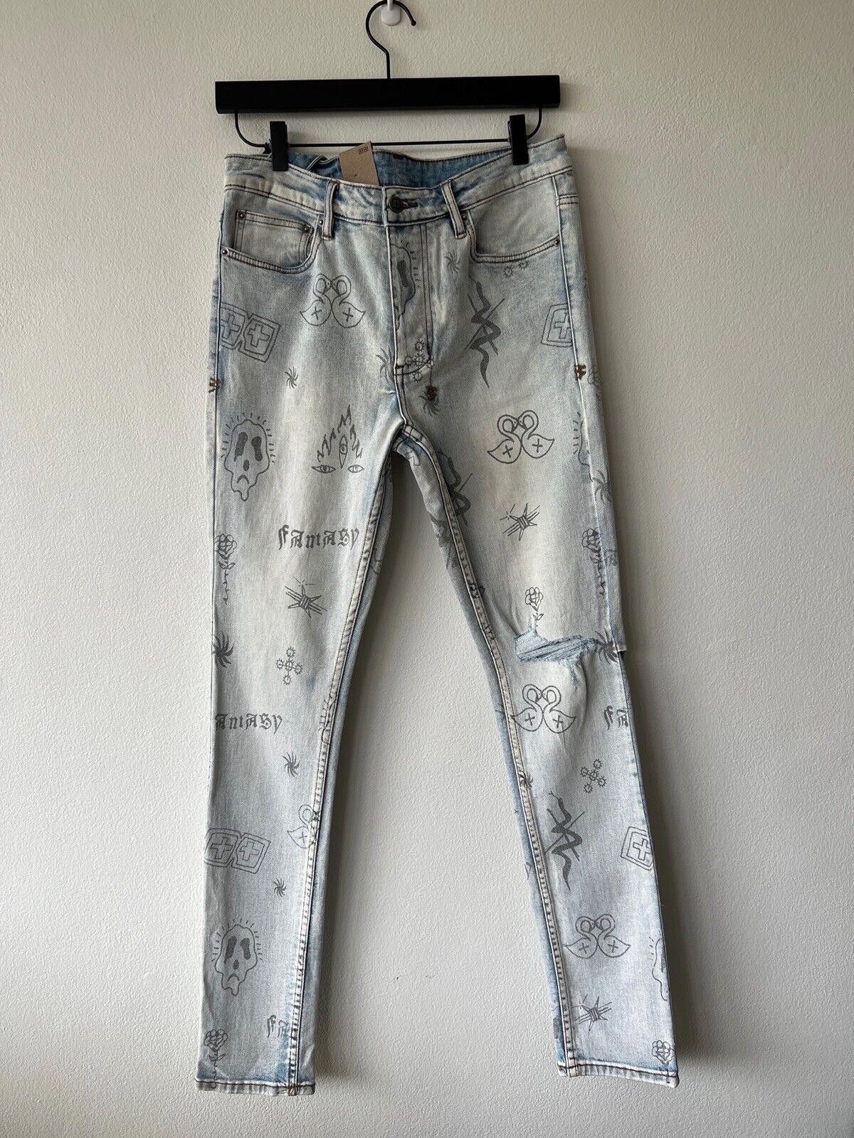 Ksubi new Ksubi mens denim jean chitch 31 blue stik n poke print Size US 31 - 1 Thumbnail