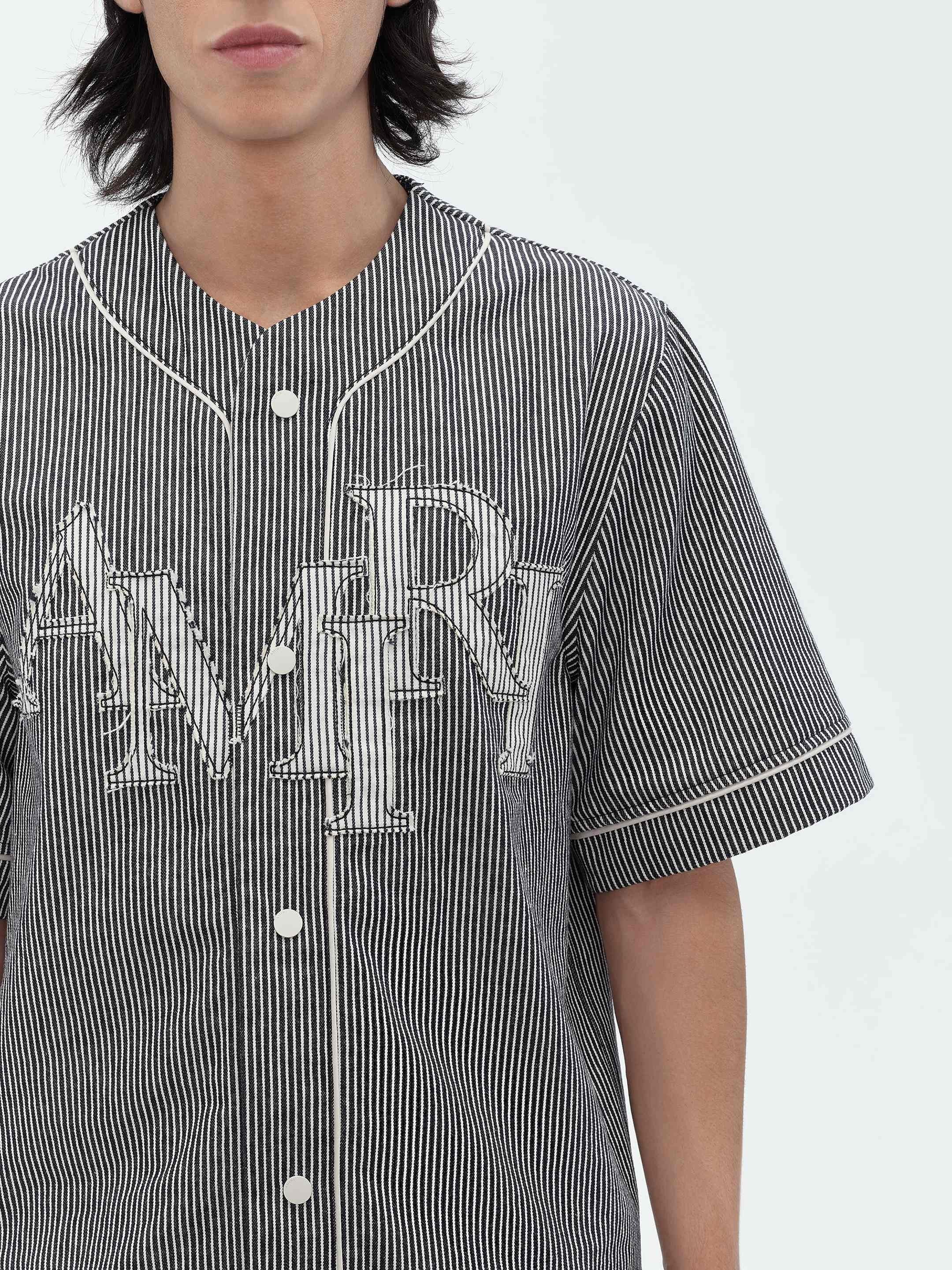 Amiri o1s1wg110425 Striped Denim Logo Applique Baseball Shirt Size US L / EU 52-54 / 3 - 6 Thumbnail