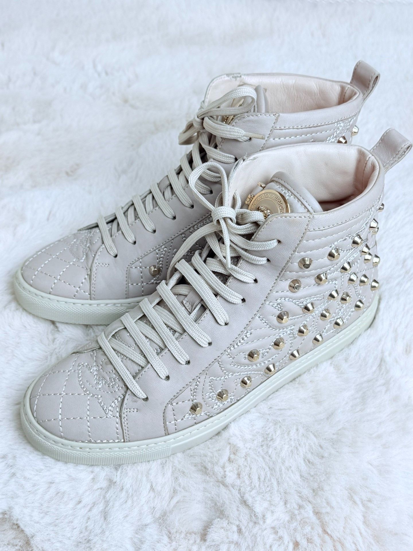 Versace Versace Gray Hitop Sneakers us_5-5 Women Size US 5.5 / IT 35.5 - 1 Thumbnail