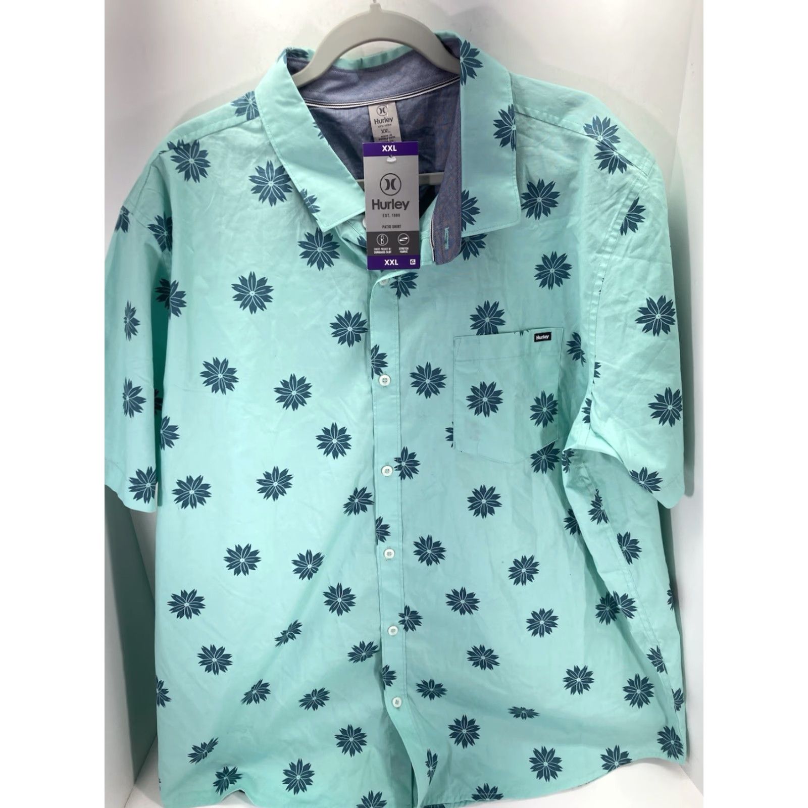 Hurley Hurley Patio Cabana Shirt Men 2XL Green Floral Button Short Sleeve Casual NWT Size US XXL / EU 58 / 5 - 2 Thumbnail