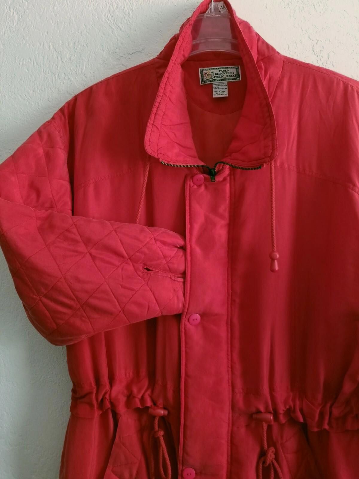 Paolo Gucci Vtg Gucci Silk Jacket Womens Oversized 1980s Collectible Red Size L / US 10 / IT 46 - 9 Thumbnail