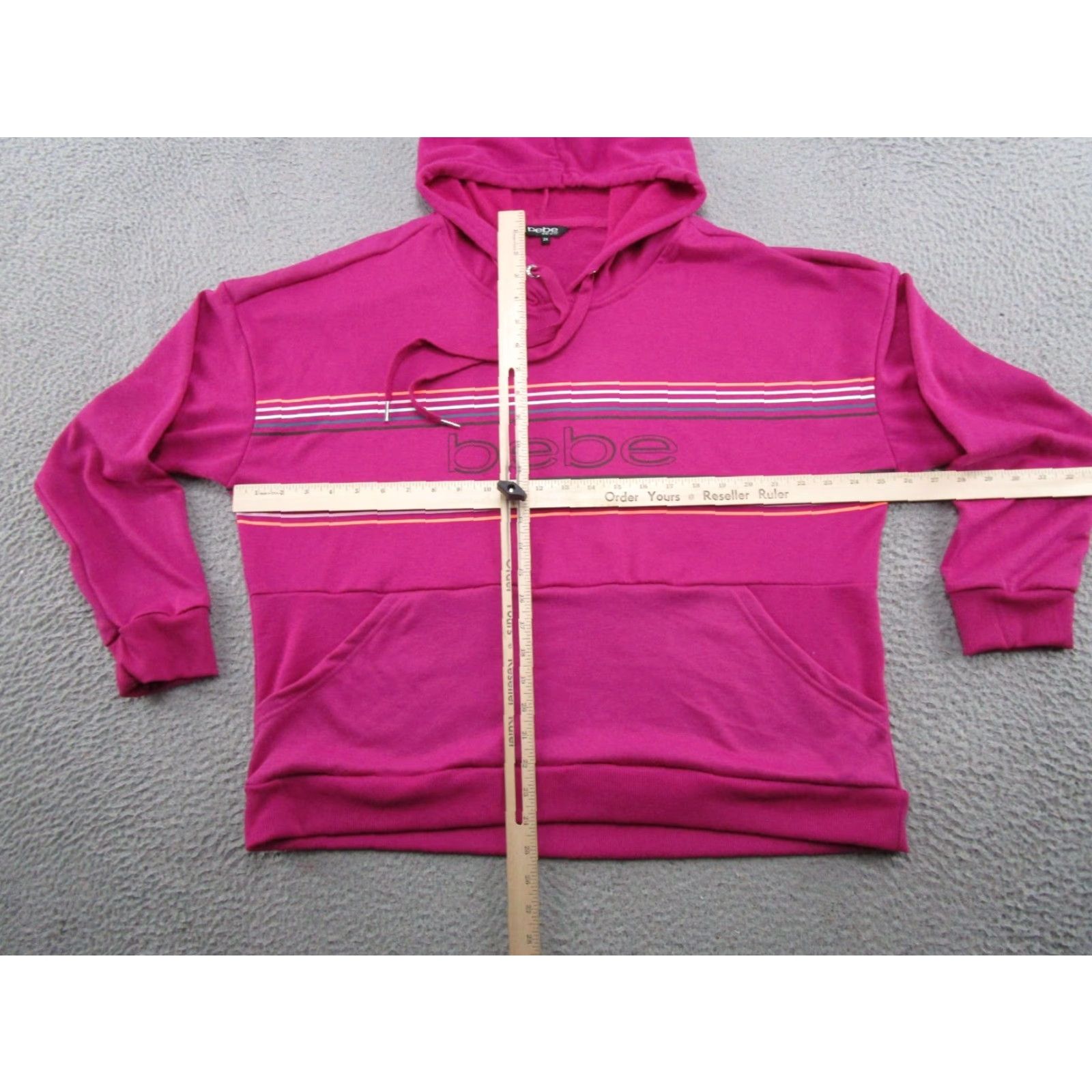 Bebe Bebe Sport Women's Hoodie Pullover Striped Logo Zip Pink Plus Size 2X Size XXL / US 16-18 / IT 52-54 - 5 Thumbnail