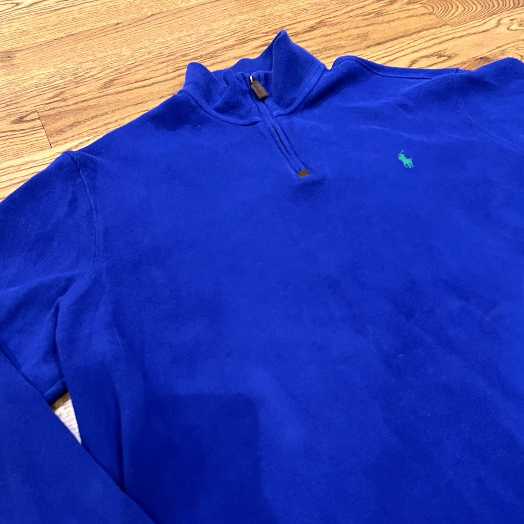 Polo Ralph Lauren Polo Ralph Lauren Sweater Mens XL Blue 1/4 Zip Mock Neck Pullover Pima Cotton Knit Logo Classic Sports Golf casual Size US XL / EU 56 / 4 - 5 Thumbnail