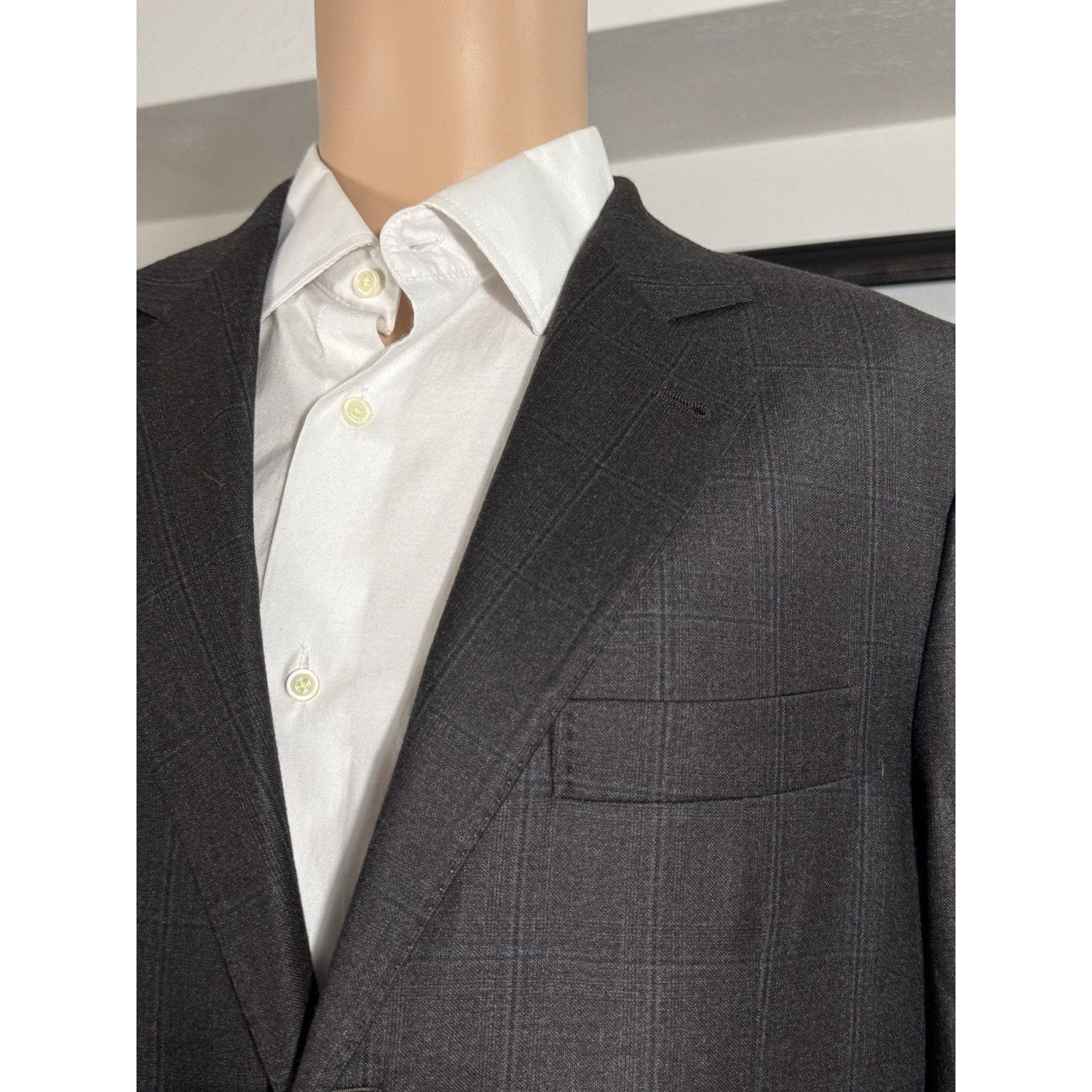 Brunello Cucinelli Brunello Cucinelli Virgin Wool Brown Blue Plaid Blazer 50/40 Size 40R - 3 Thumbnail
