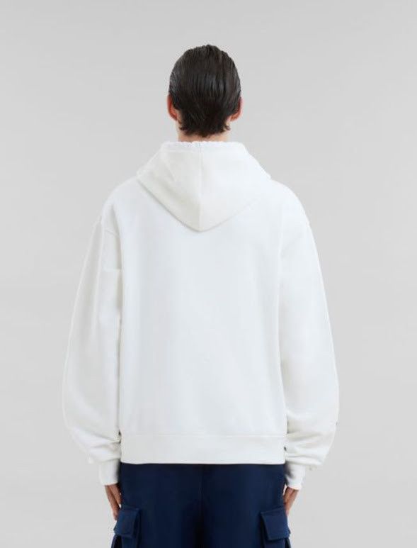 Marni o1w1db10326 Logo-Print Cotton Hoodie in White Size US L / EU 52-54 / 3 - 2 Thumbnail