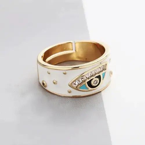 Japanese Brand × Jewelry × Vintage Creative Handmade Charming Enamel Heart Ring Eye y2k Size ONE SIZE - 1 Thumbnail