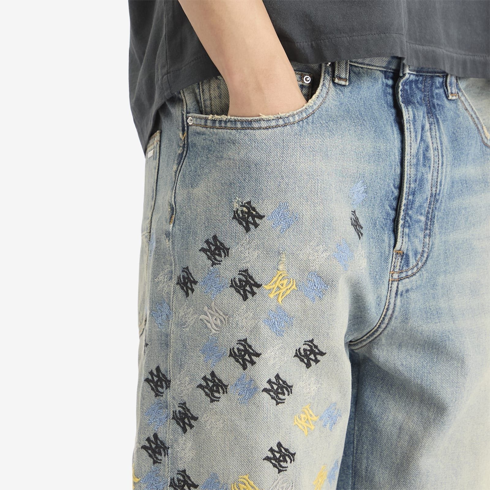 Amiri o1mle0326 MA Quad Embroidered Flare Jeans in Blue Size US 34 / EU 50 - 5 Thumbnail
