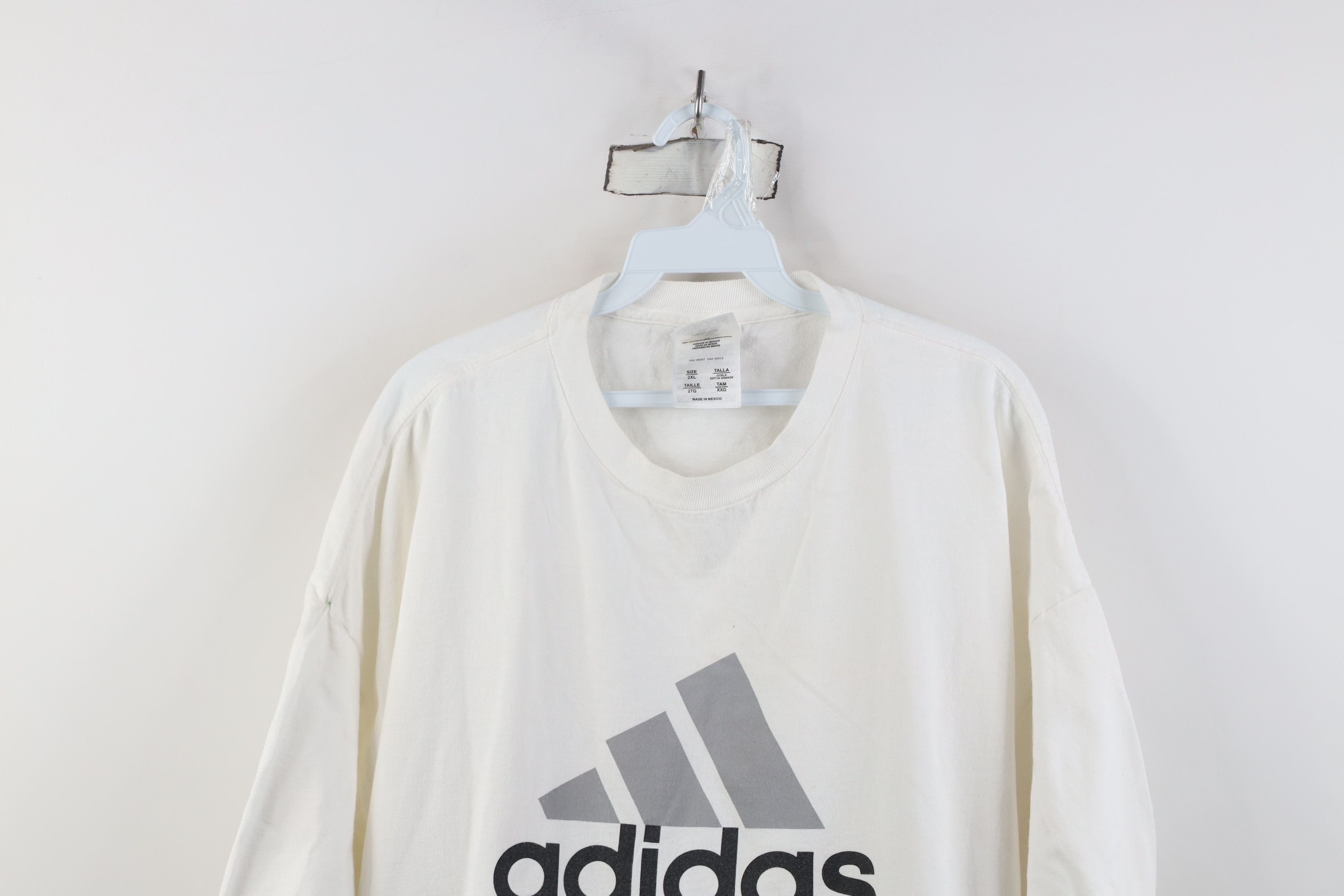 Adidas Vintage Y2K 2004 Adidas Spell Out Big Logo T-Shirt White Size US XXL / EU 58 / 5 - 2 Thumbnail