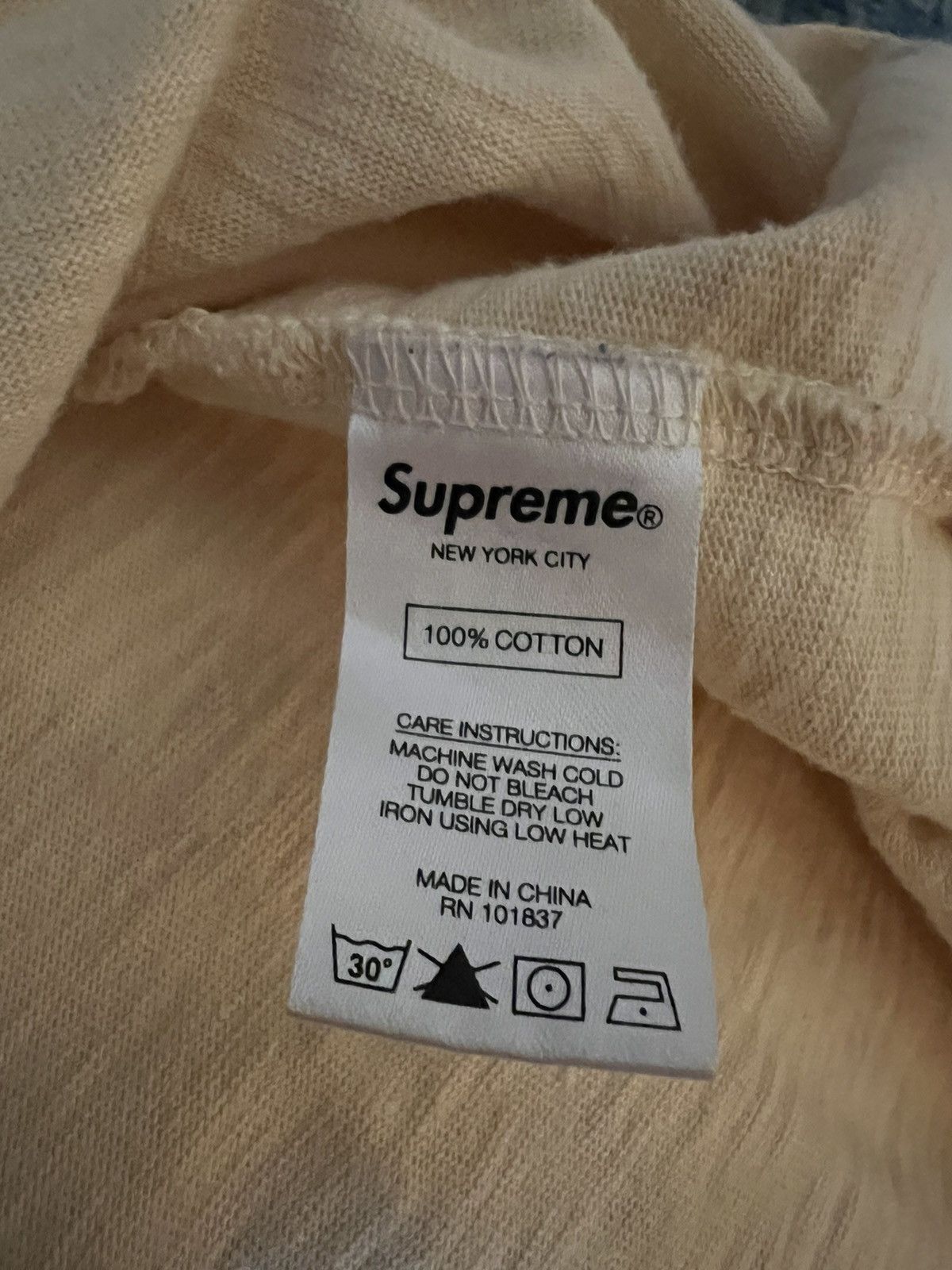 Supreme Supreme S/S Pocket Tee Light Yellow Size US M / EU 48-50 / 2 - 5 Thumbnail