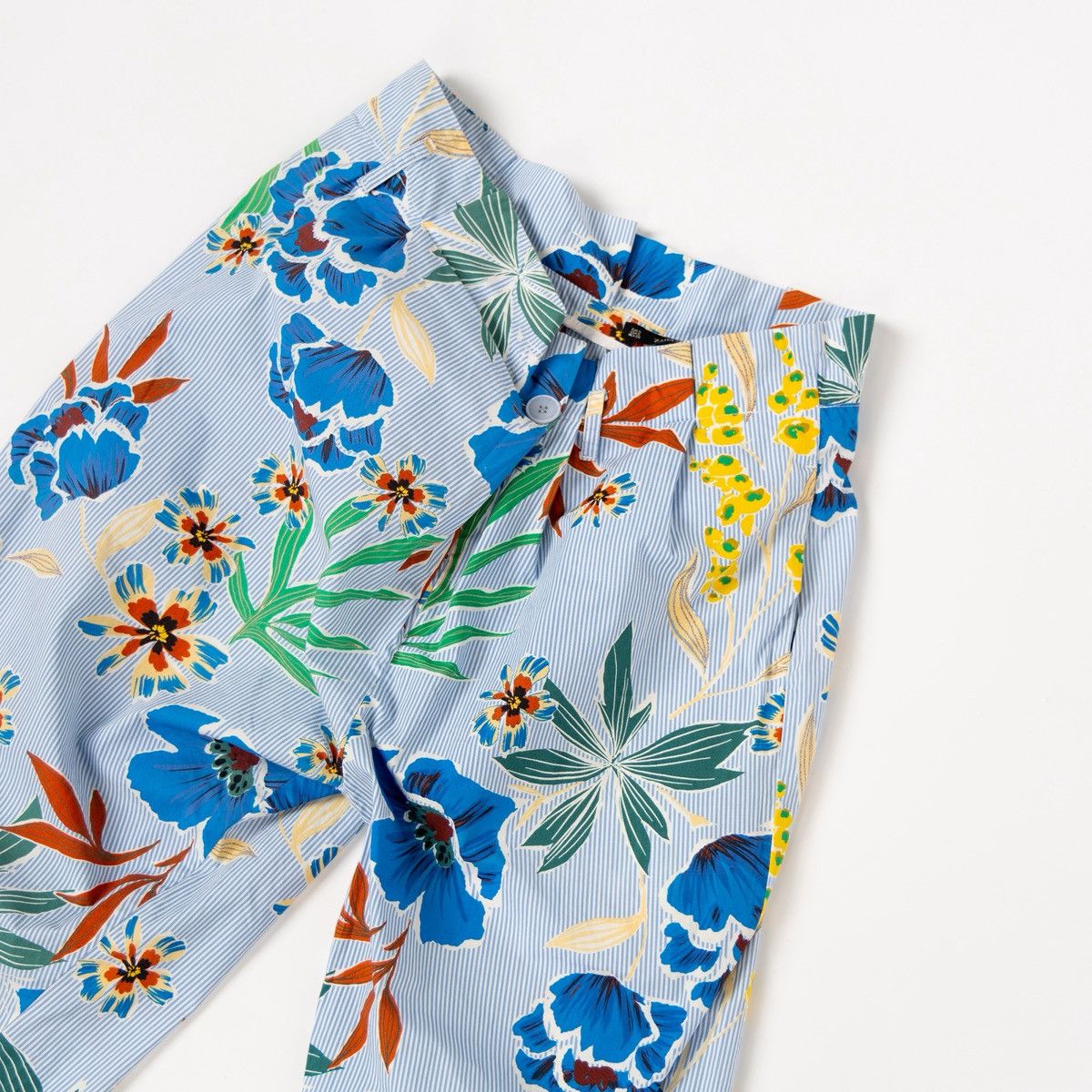 Zara Zara Womens Floral Cute Pants Blue White Tropical Trousers Size 30" / US 8 / IT 44 - 3 Thumbnail