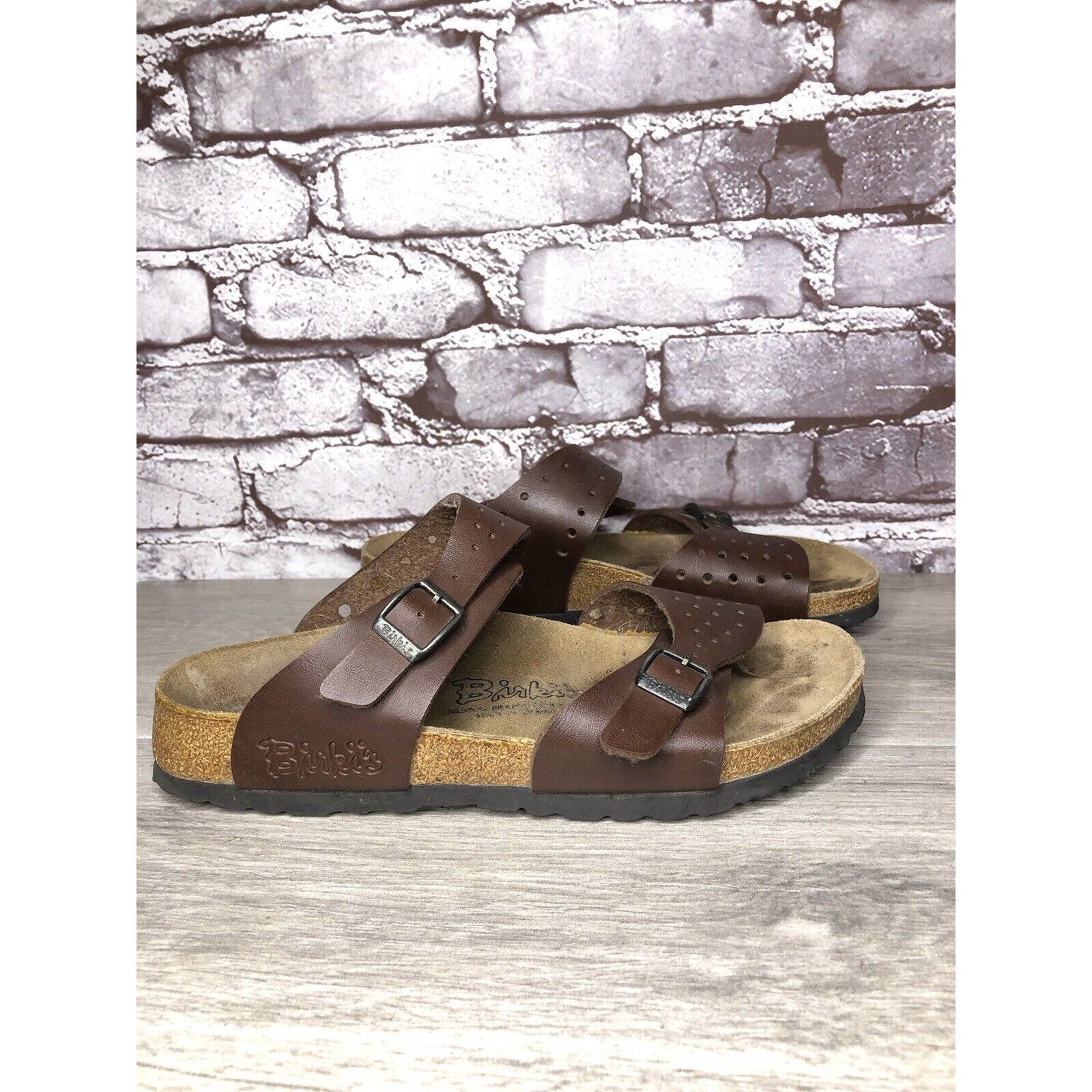Birkenstock Birkenstock Birki's Freeport Brown Perforated Strap Sandals Size US 7 / IT 37 - 8 Thumbnail