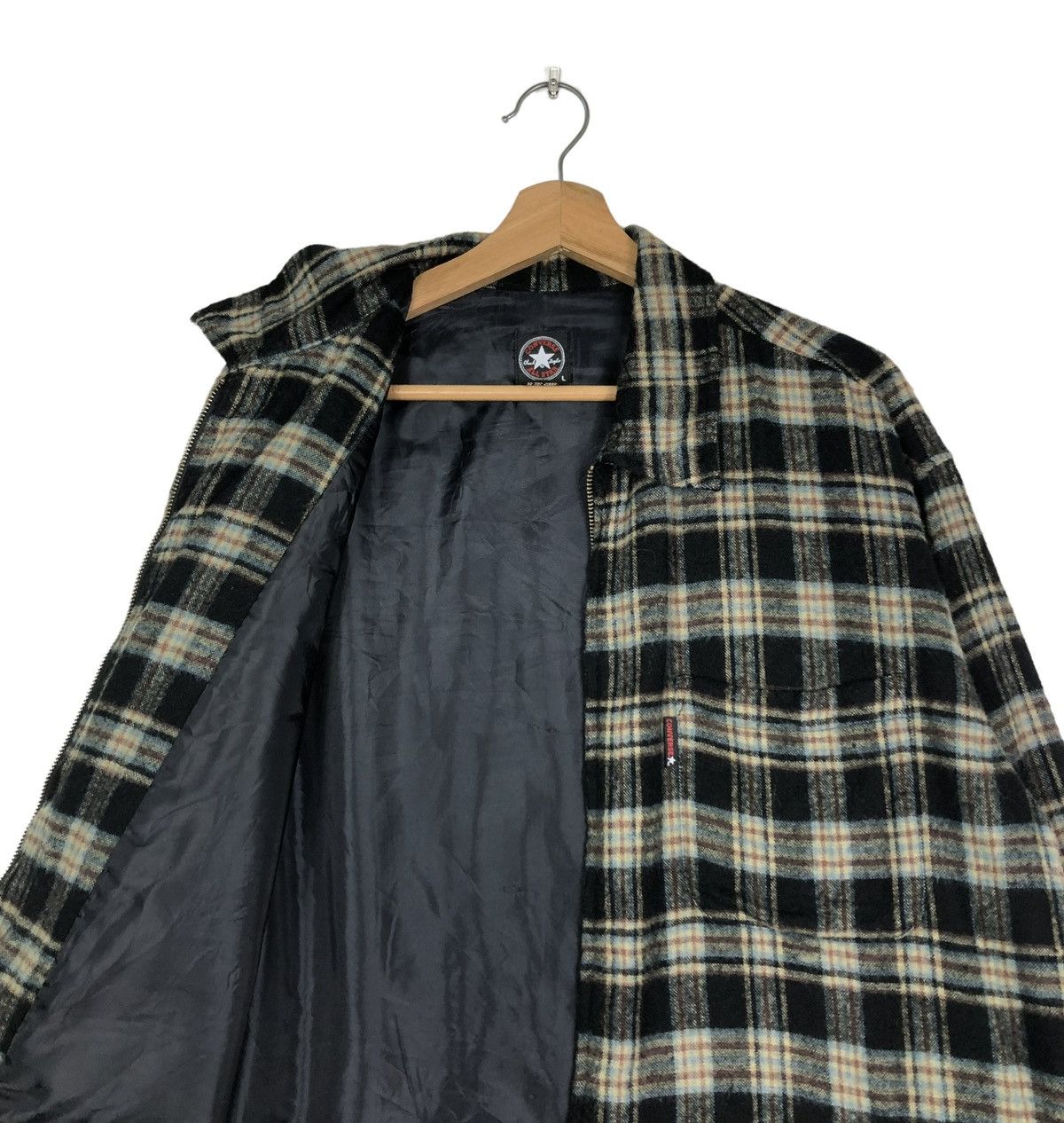 Flannel 🔥VINTAGE ZIPPER FLANNEL JACKET CONVERSE ALL STAR TARTAN Size US L / EU 52-54 / 3 - 12 Thumbnail