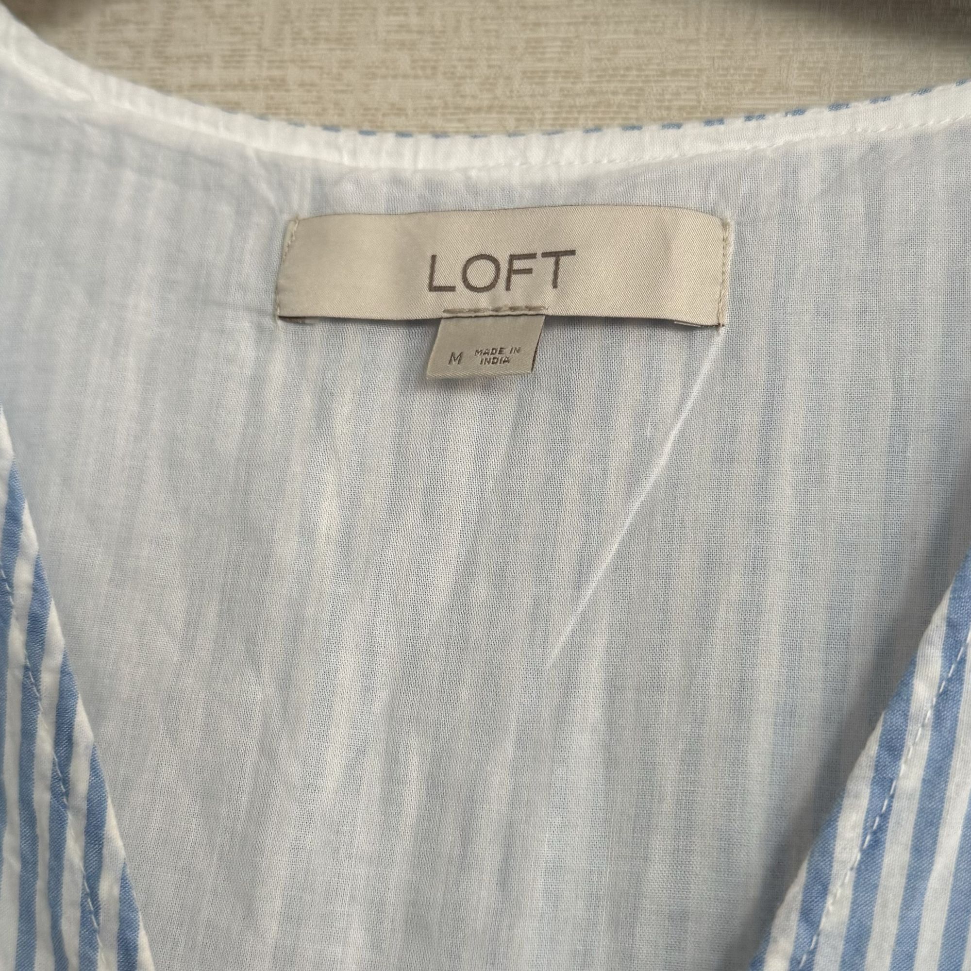 Gap Loft Women's Striped Eyelet Button Ruffle Swing Dress M Size M / US 6-8 / IT 42-44 - 6 Thumbnail