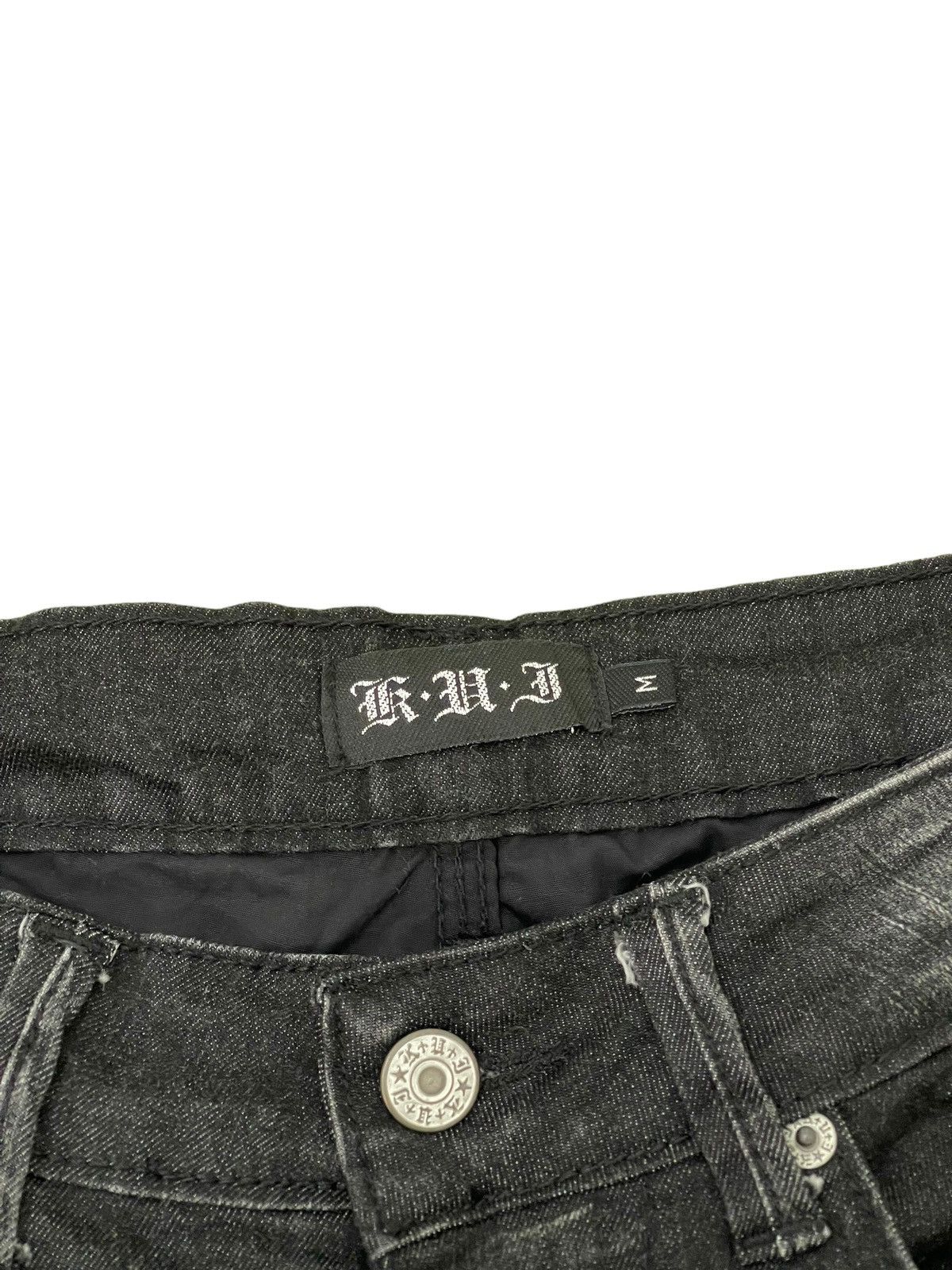 Japanese Brand Distress Jeans K.U.I. Faded Black Skinny Stretch Denim 8🟦6 Size US 31 - 11 Thumbnail