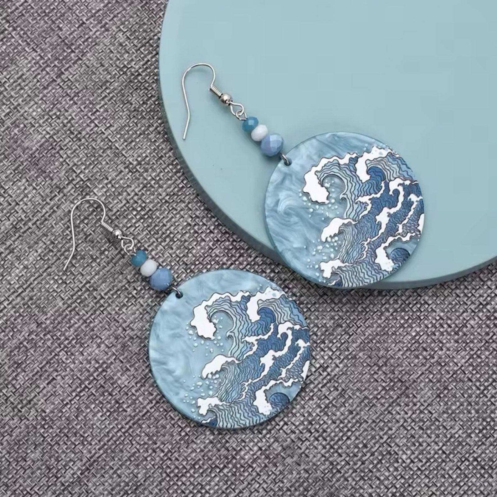 Other Beach Wave Blue Waves Acrylic Earrings For Women Size ONE SIZE - 2 Thumbnail