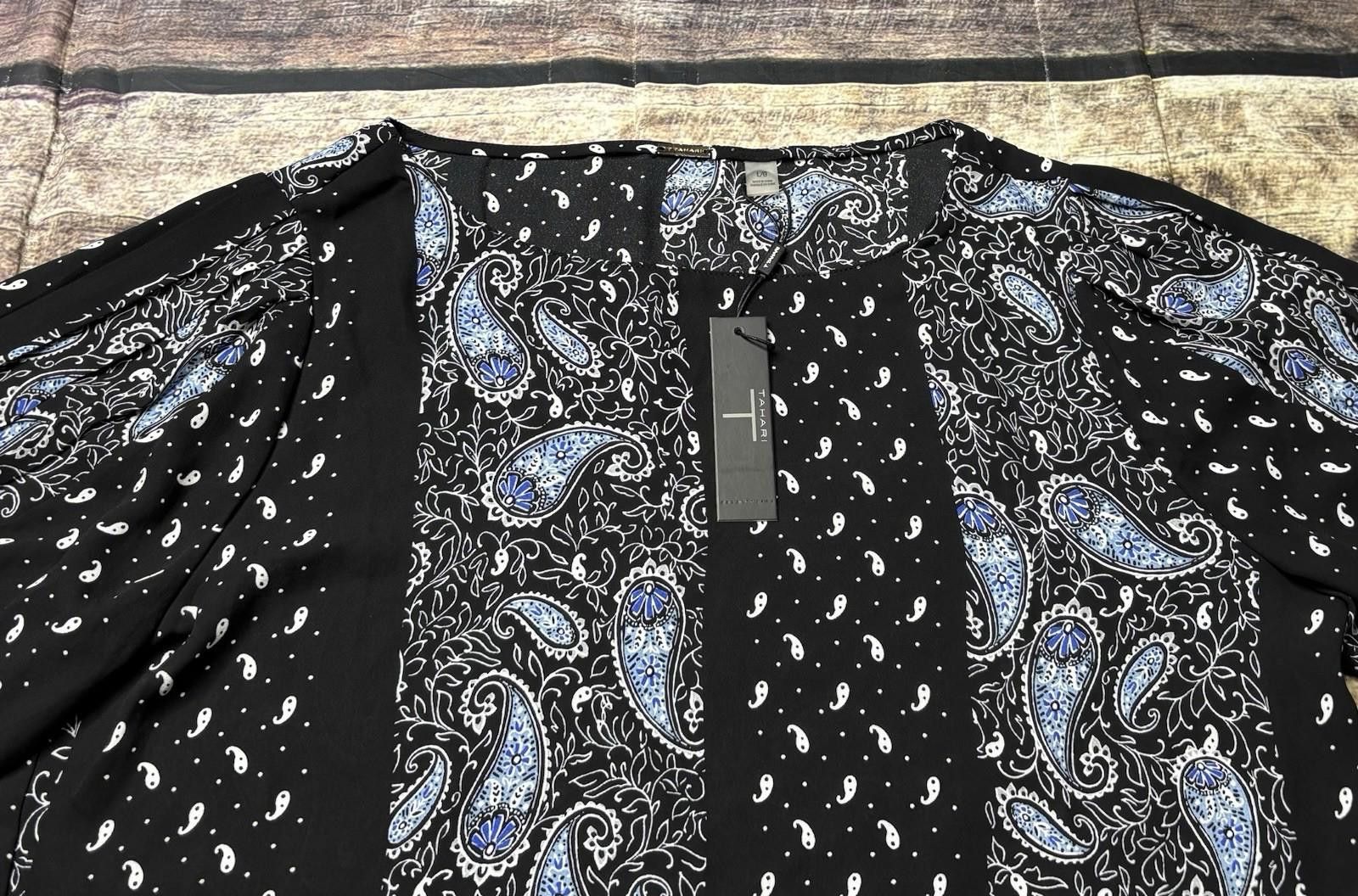 Elie Tahari Tahari Top Womens Large Paisley Colorblock Flutter $68 Size L / US 10 / IT 46 - 4 Thumbnail