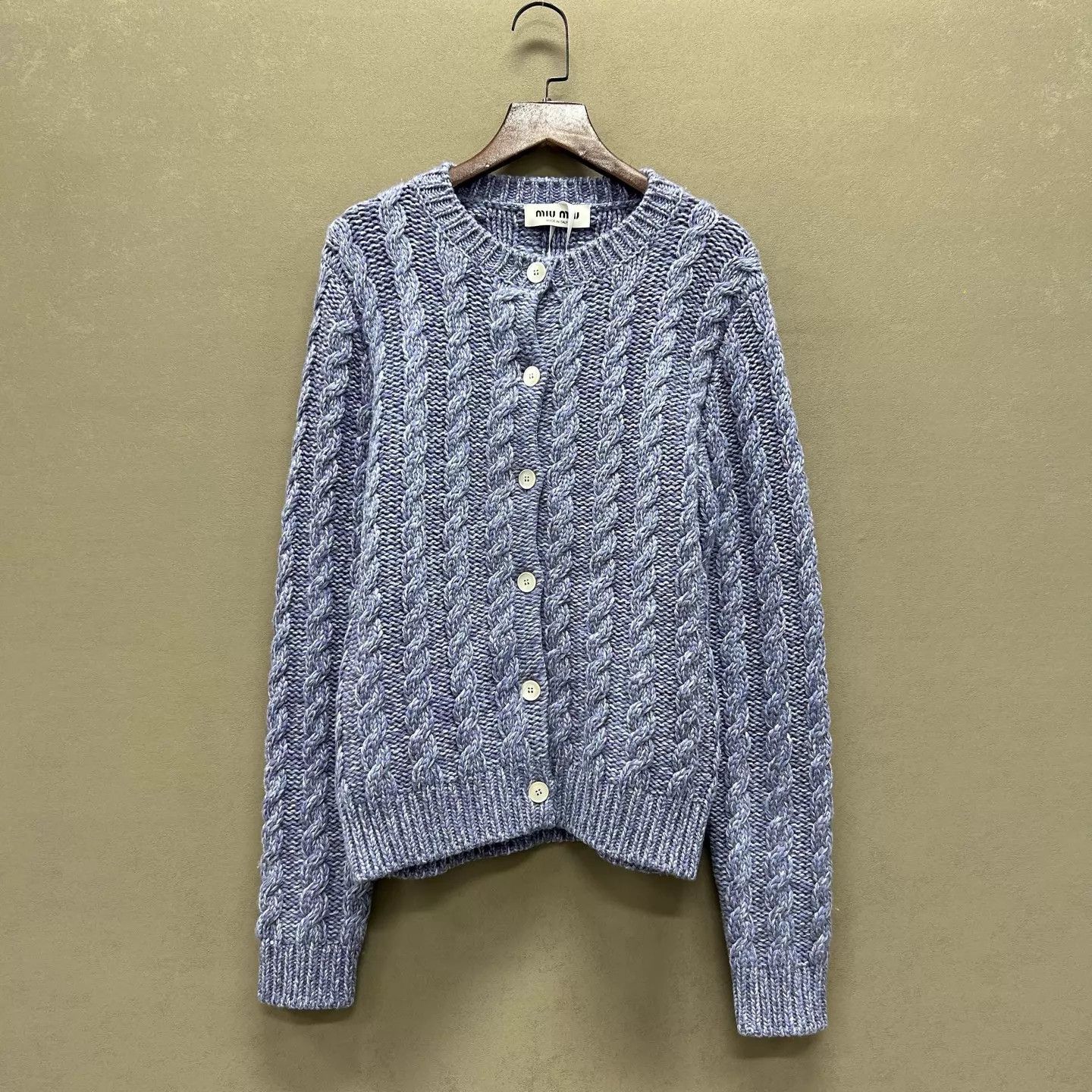 Miu Miu MIU MIU 99 New Lavender Purple Cable Knit Cardigan 38 Size XS / US 0-2 / IT 36-38 - 1 Thumbnail