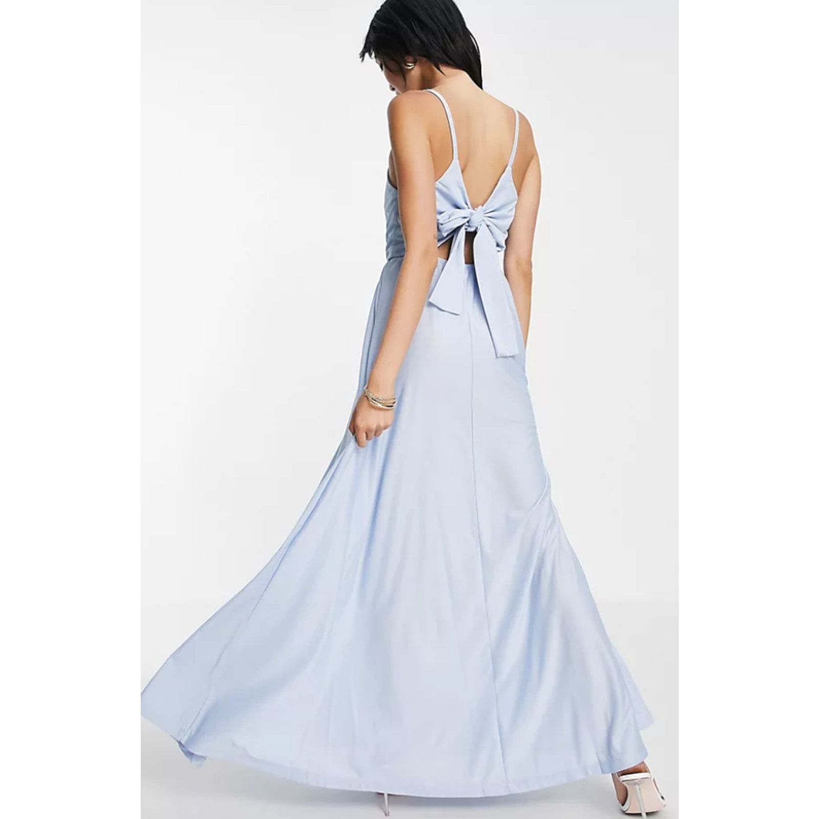 Asos Asos Light Blue Front Plunge Tie Back Maxi Dress / 1 Size XS / US 0-2 / IT 36-38 - 2 Thumbnail