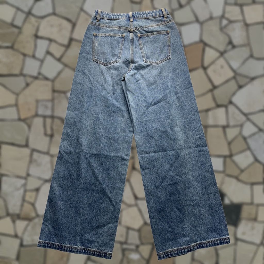 Vintage Future Collective Jenee Naylor Wide-Leg Denim 4 Recycled Cotton Distressed Blue Womens Jeans Size ONE SIZE - 1 Thumbnail